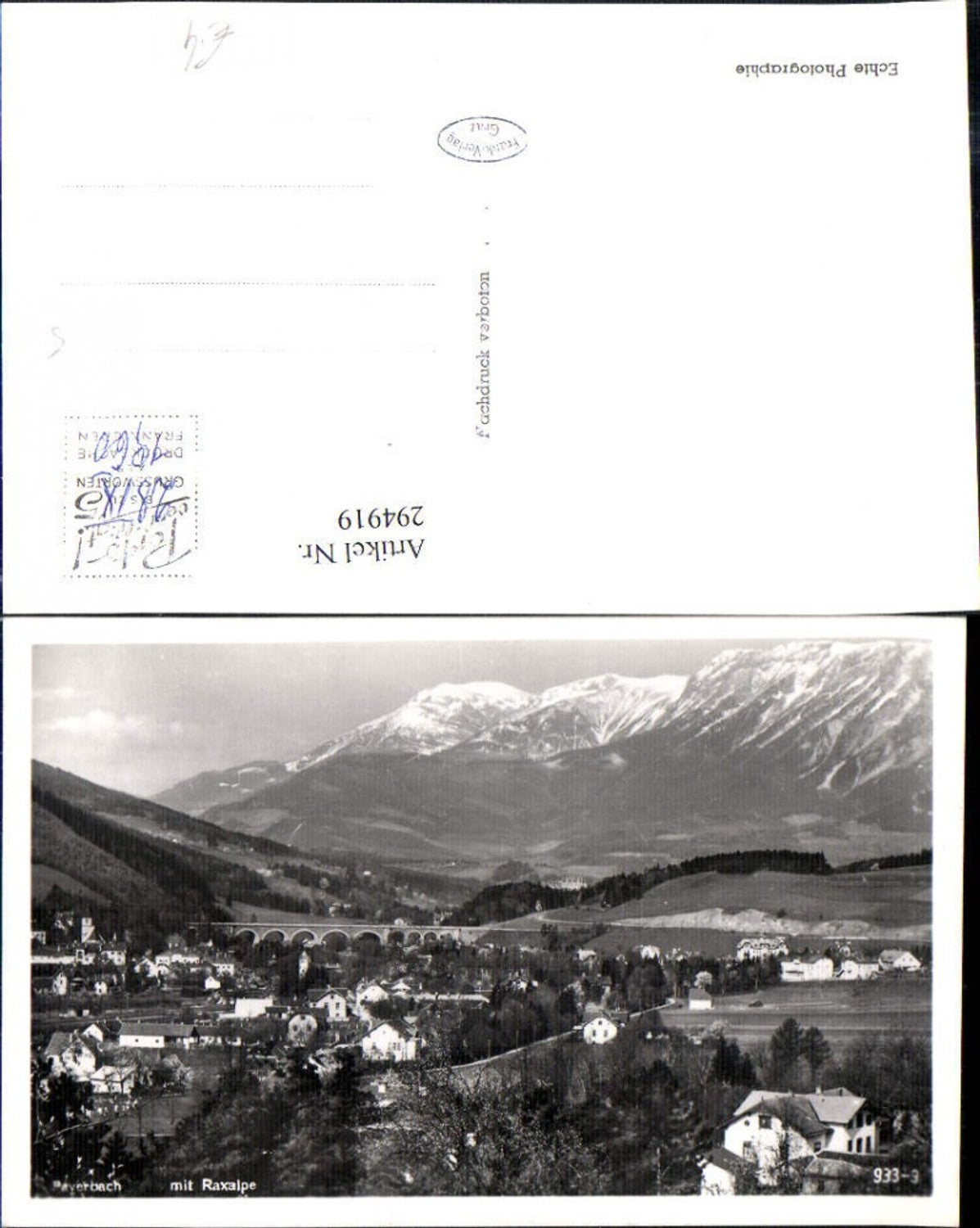 294919,Payerbach Totale m. Viadukt Brücke u. Raxalpe Bergkulisse