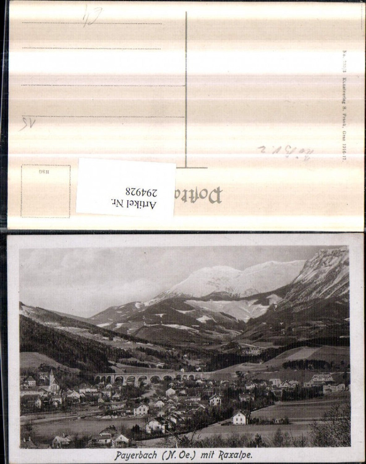 294928,Payerbach Totale m. Viadukt Brücke u. Raxalpe Bergkulisse