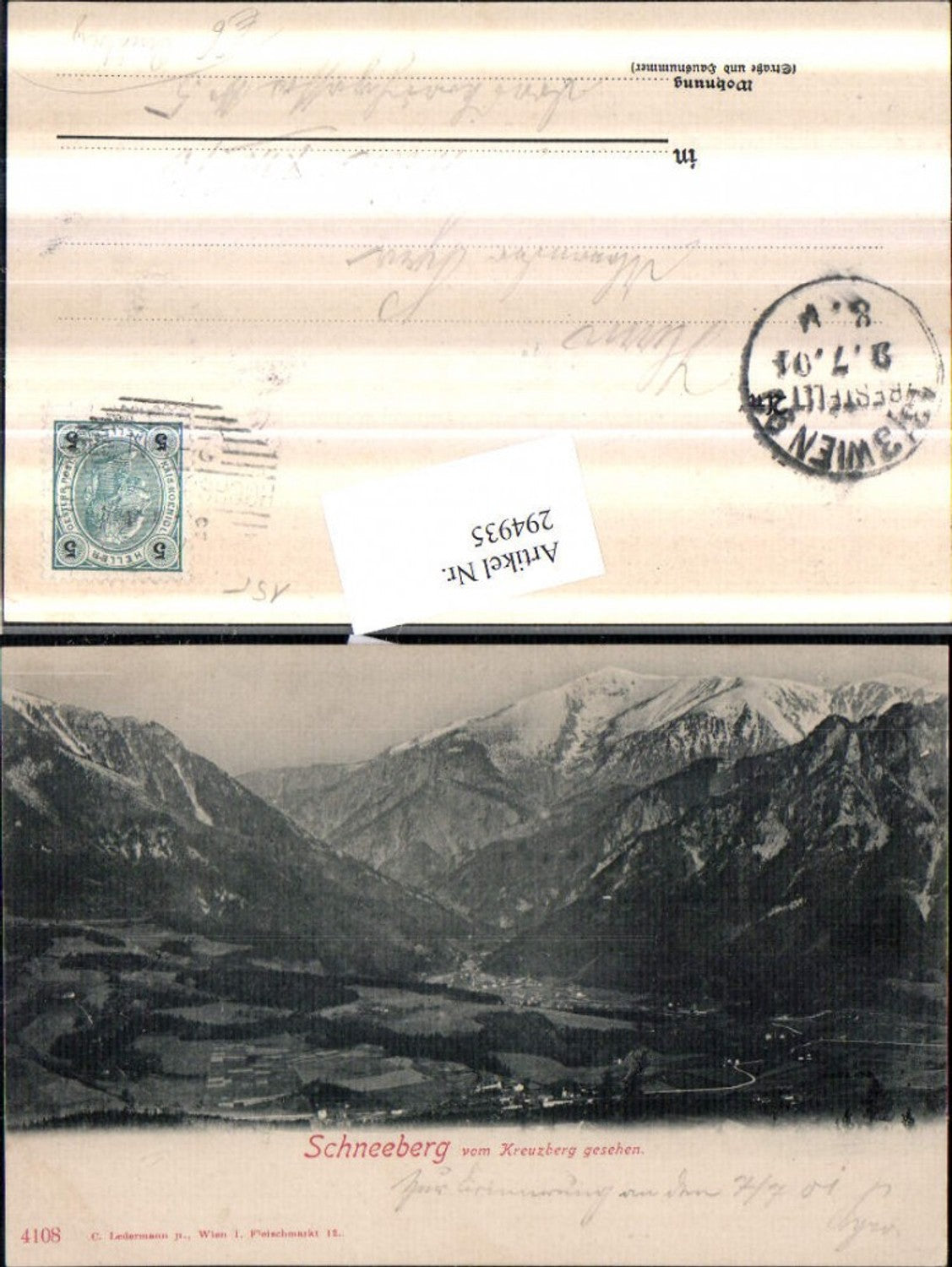 294935,Schneeberg vom Kreuzberg Bergkulisse b. Puchberg