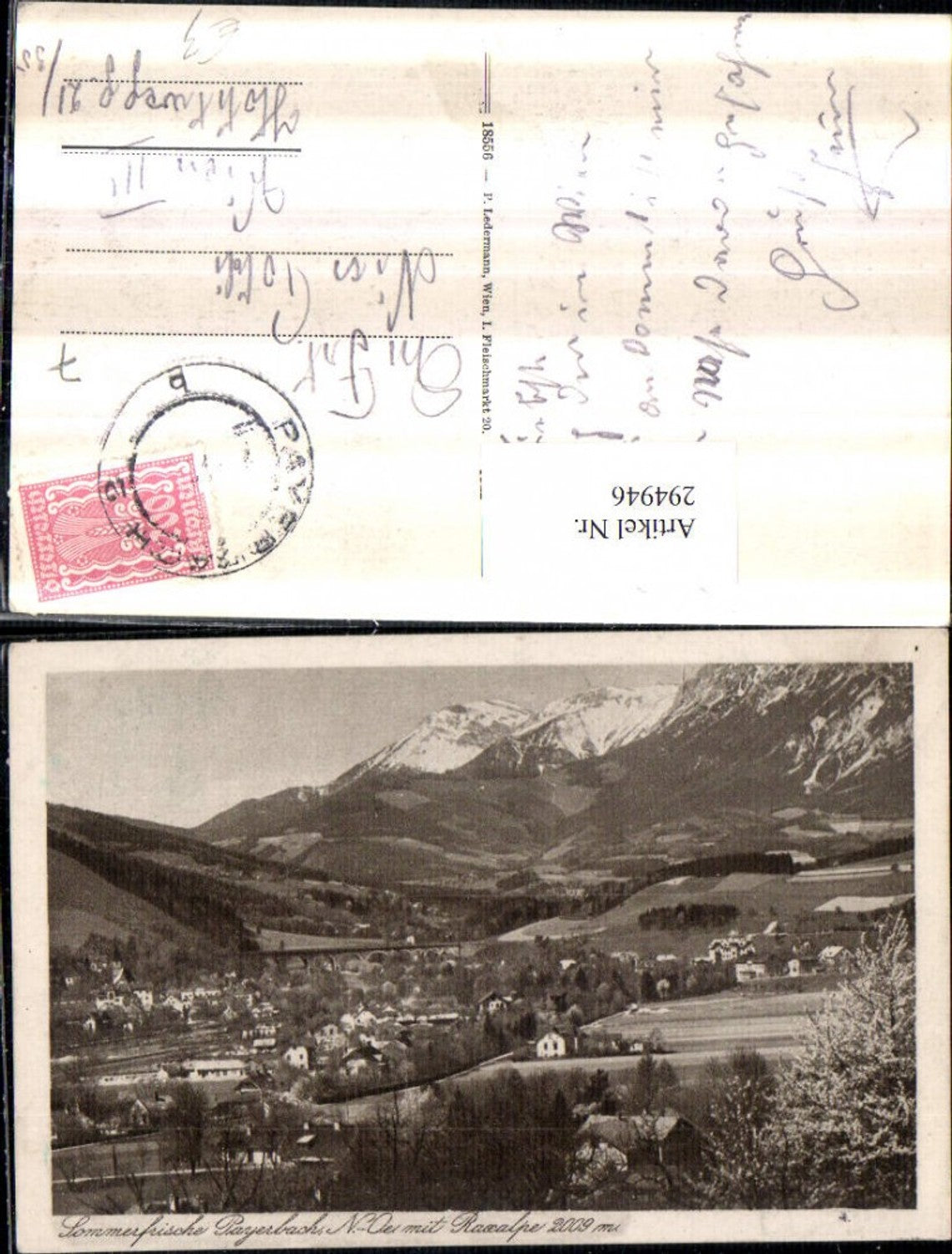 294946,Payerbach Totale m. Raxalpe Bergkulisse