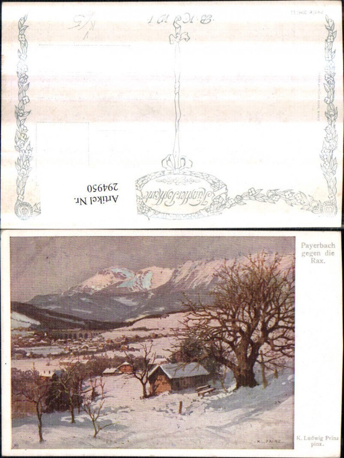 294950,Künstler AK Karl Ludwig Prinz Payerbach Totale geg. Rax Winterbild pub Brüder Kohn 286/11