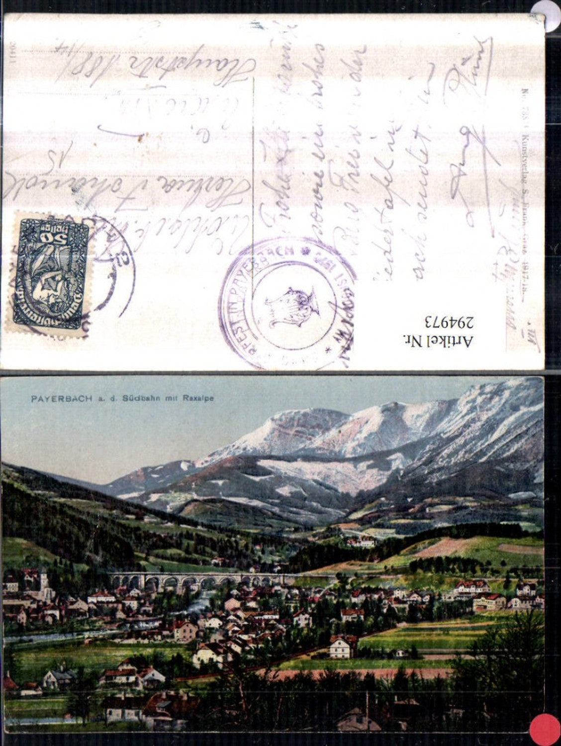 294973,Payerbach an d. Südbahn Totale m. Viadukt Brücke u. Raxalpe Bergkulisse