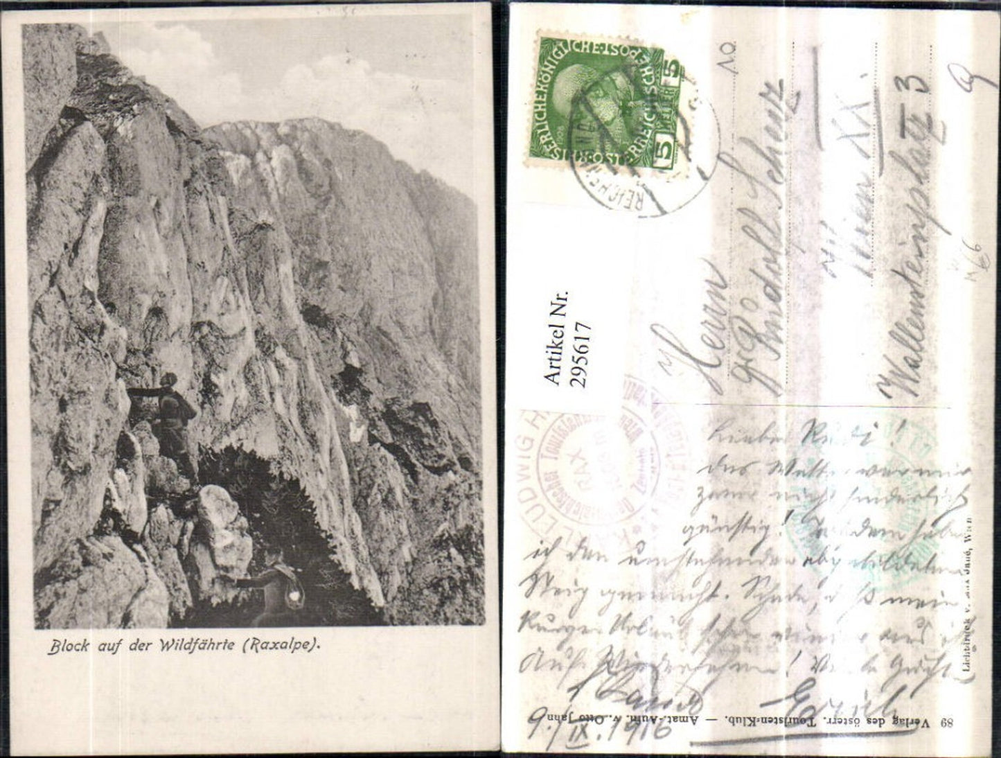 295617,Rax Block auf der Wildfährte Bergkulisse b. Naßwald Bergsteiger