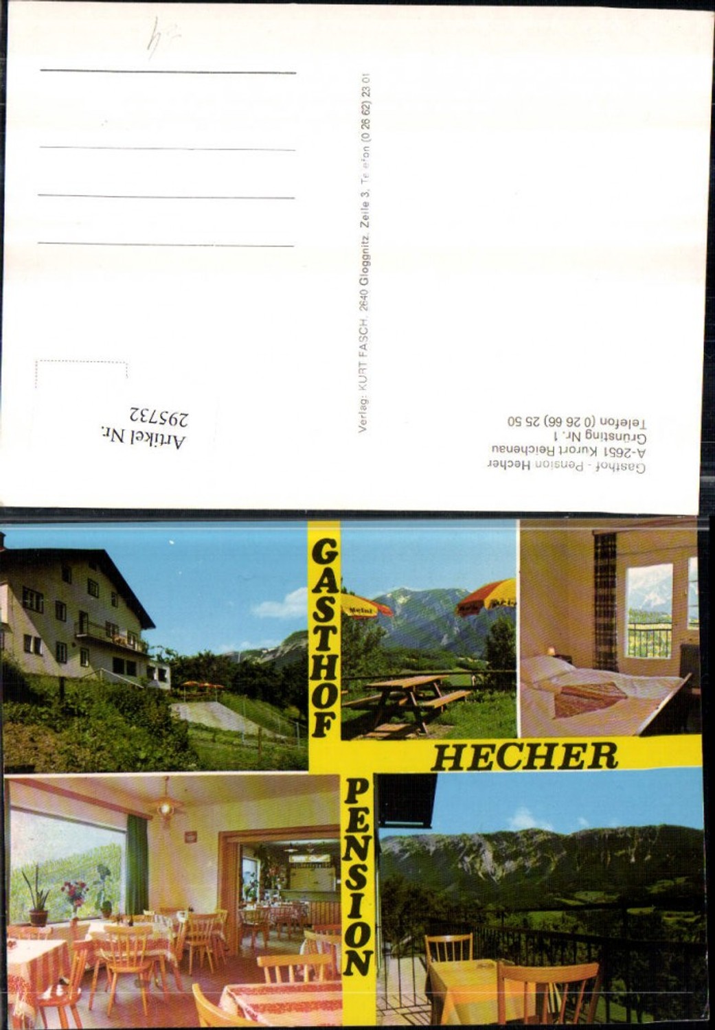 295732,Gasthof Pension Hecher b. Reichenau Terrasse Zimmer Mehrbildkarte