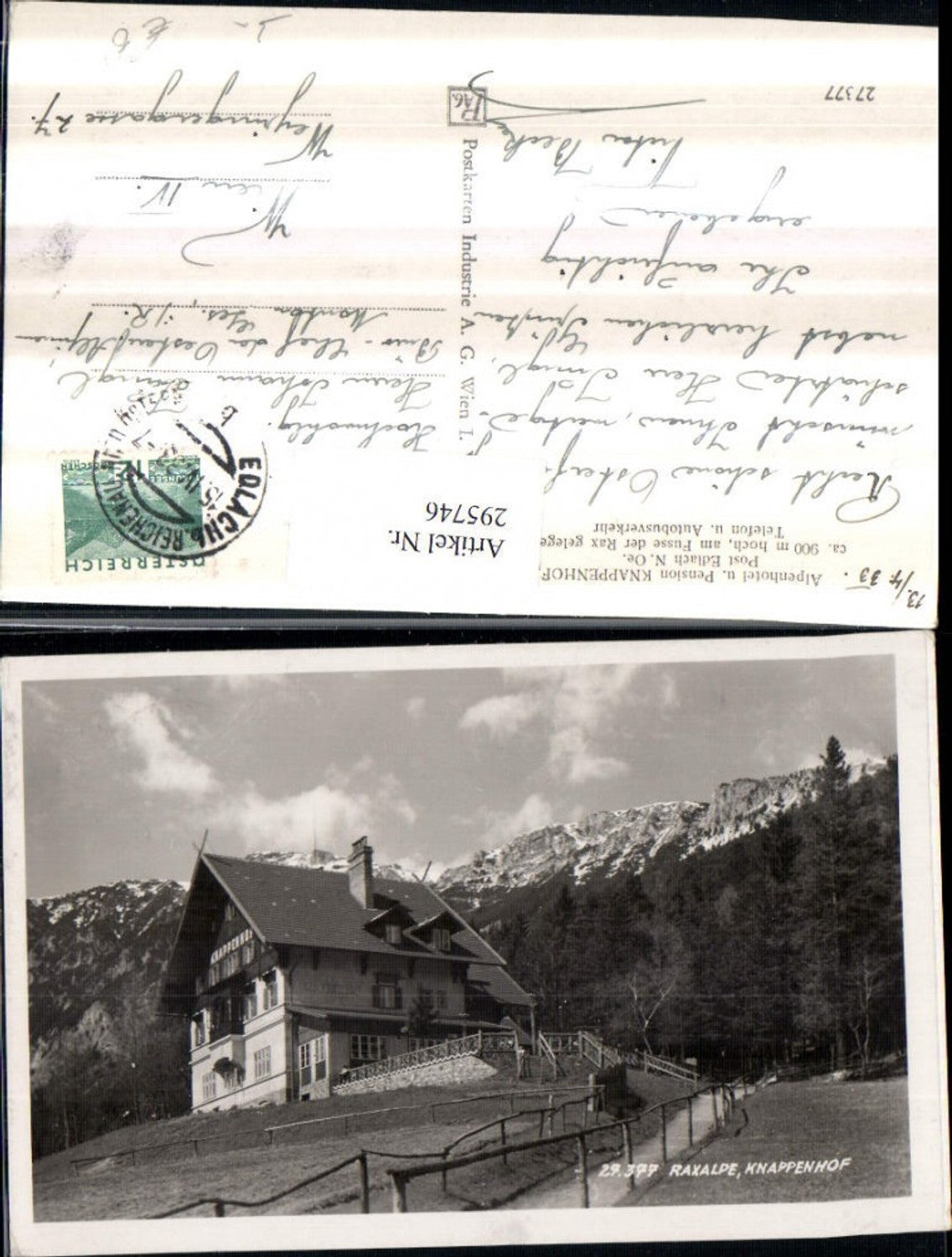295746,Raxalpe Knappenhof Hotel Bergkulisse b. Edlach Reichenau