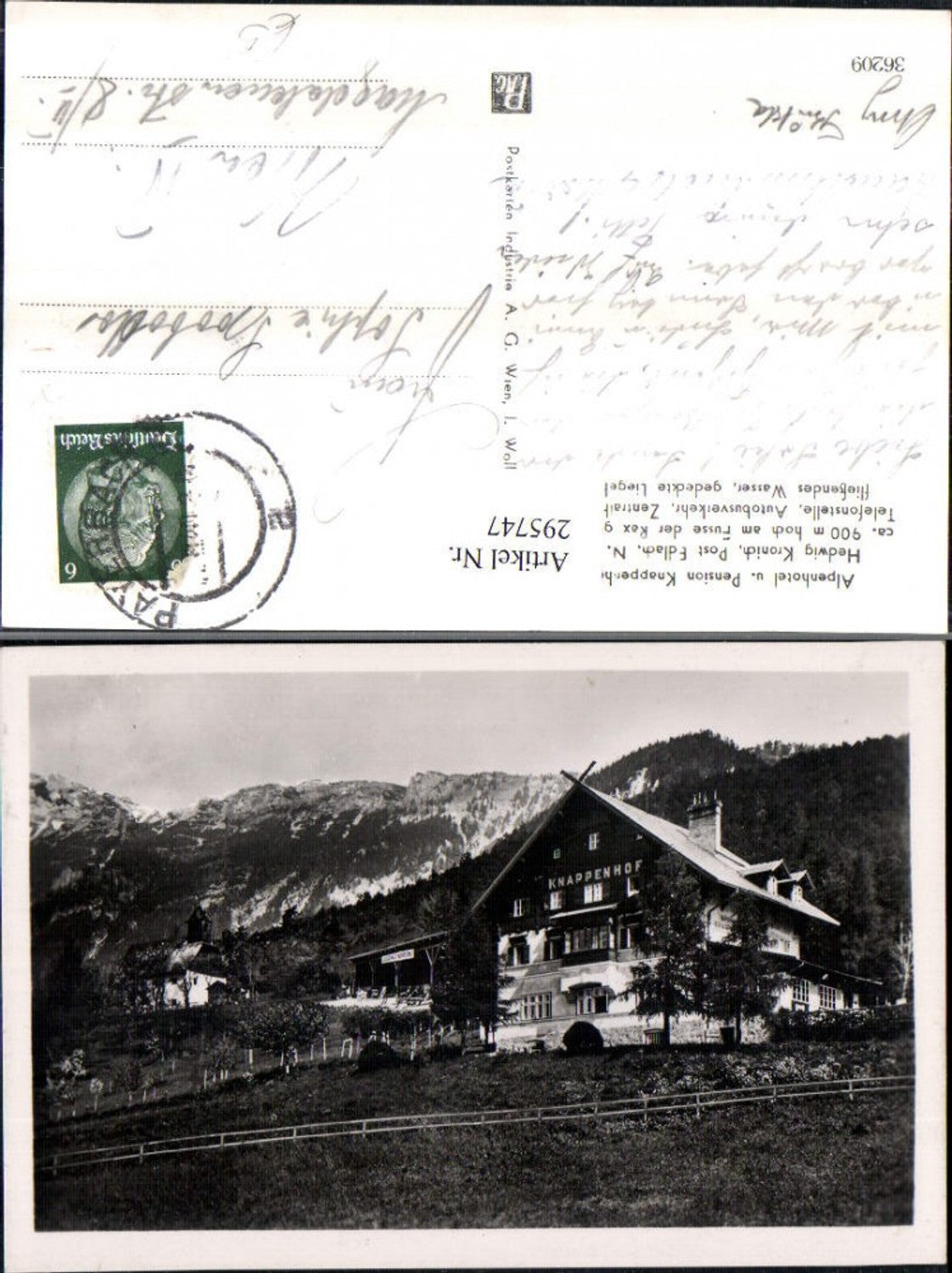 295747,Alpenhotel u. Pension Knappenhof b. Edlach an d. Rax Bergkulisse
