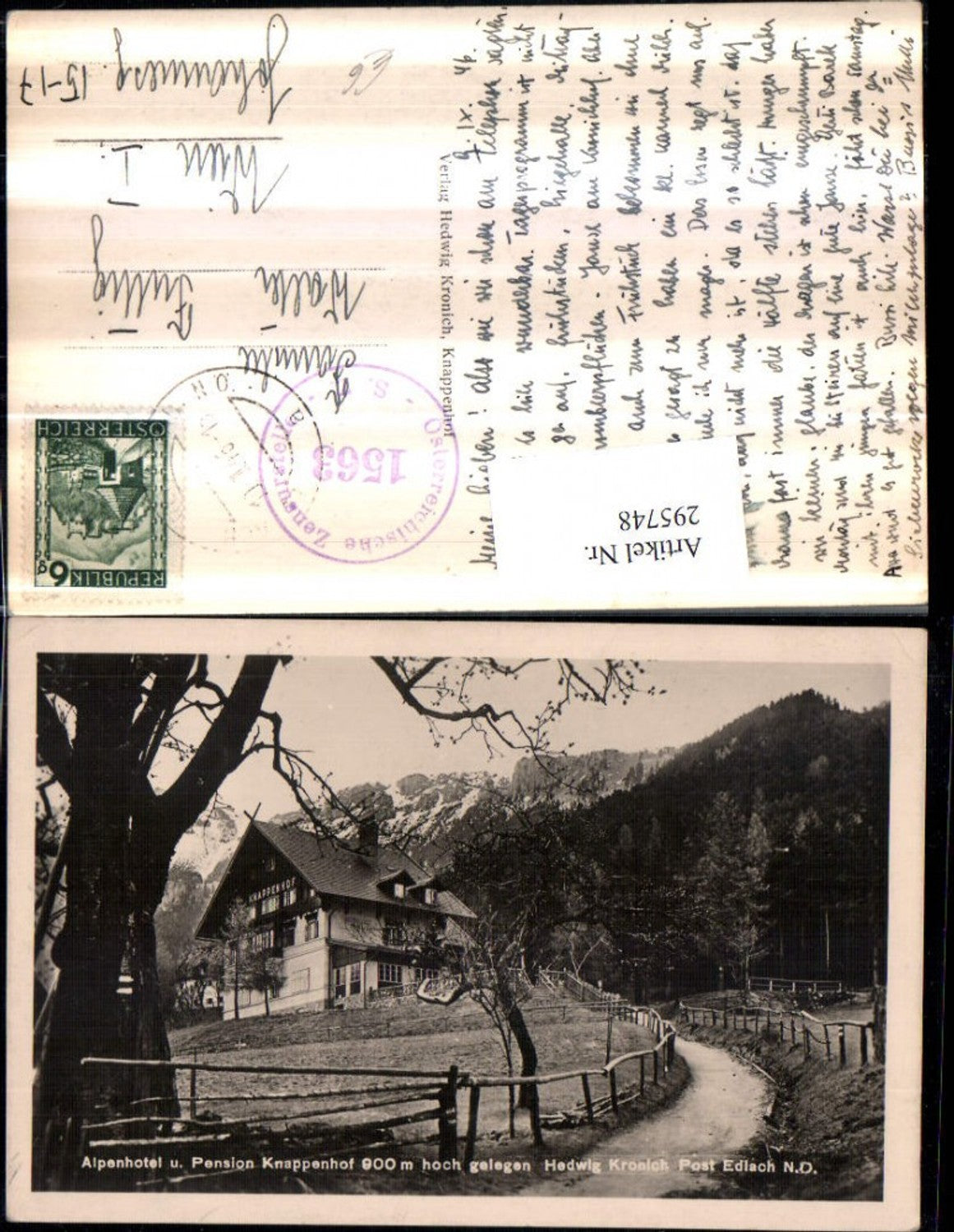 295748,Alpenhotel u. Pension Knappenhof b. Edlach Reichenau an d. Rax