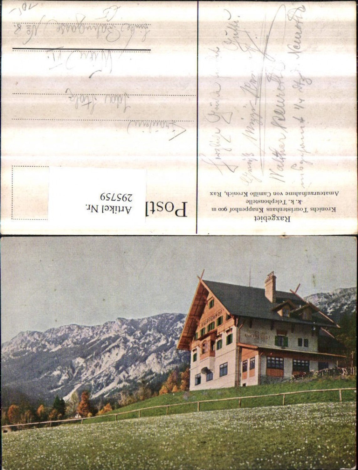 295759,Touristenhaus Knappenhof b. Edlach Reichenau an d. Rax Bergkulisse