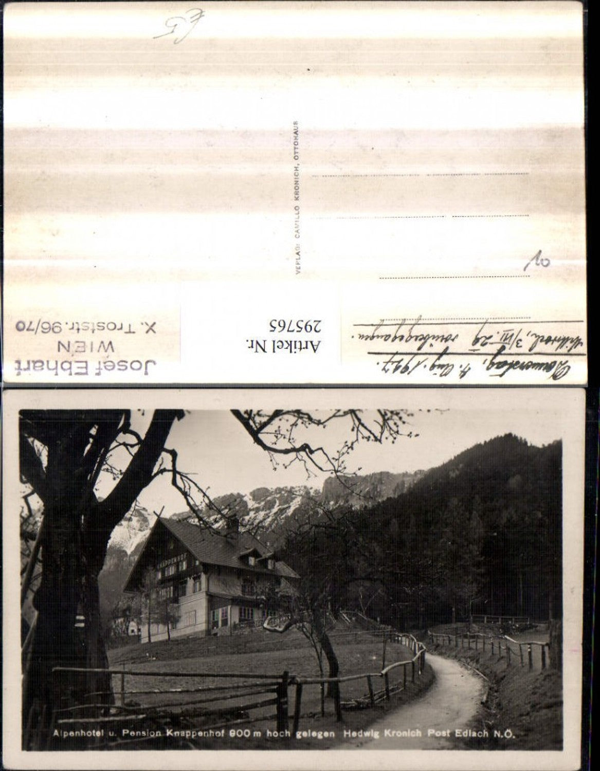 295765,Alpenhotel u. Pension Knappenhof b. Edlach Reichenau