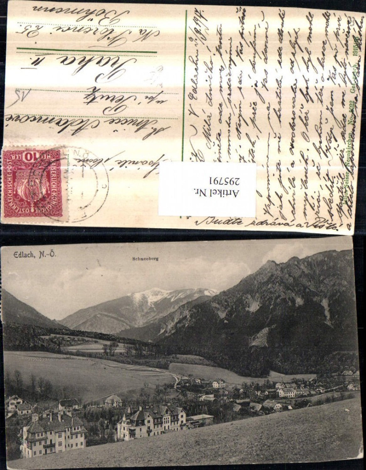 295791,Edlach an d. Rax Totale m. Schneeberg Bergkulisse