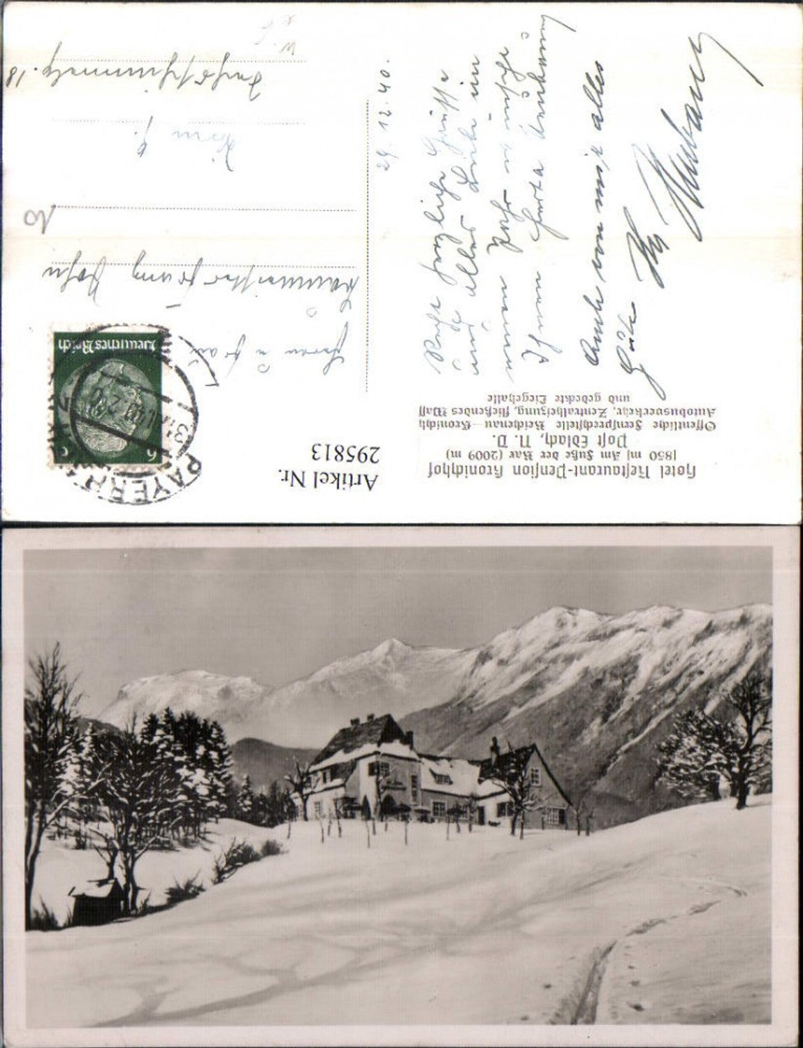 295813,Pension Restaurant Kronichhof b. Edlach an d. Rax Bergkulisse Winterbild