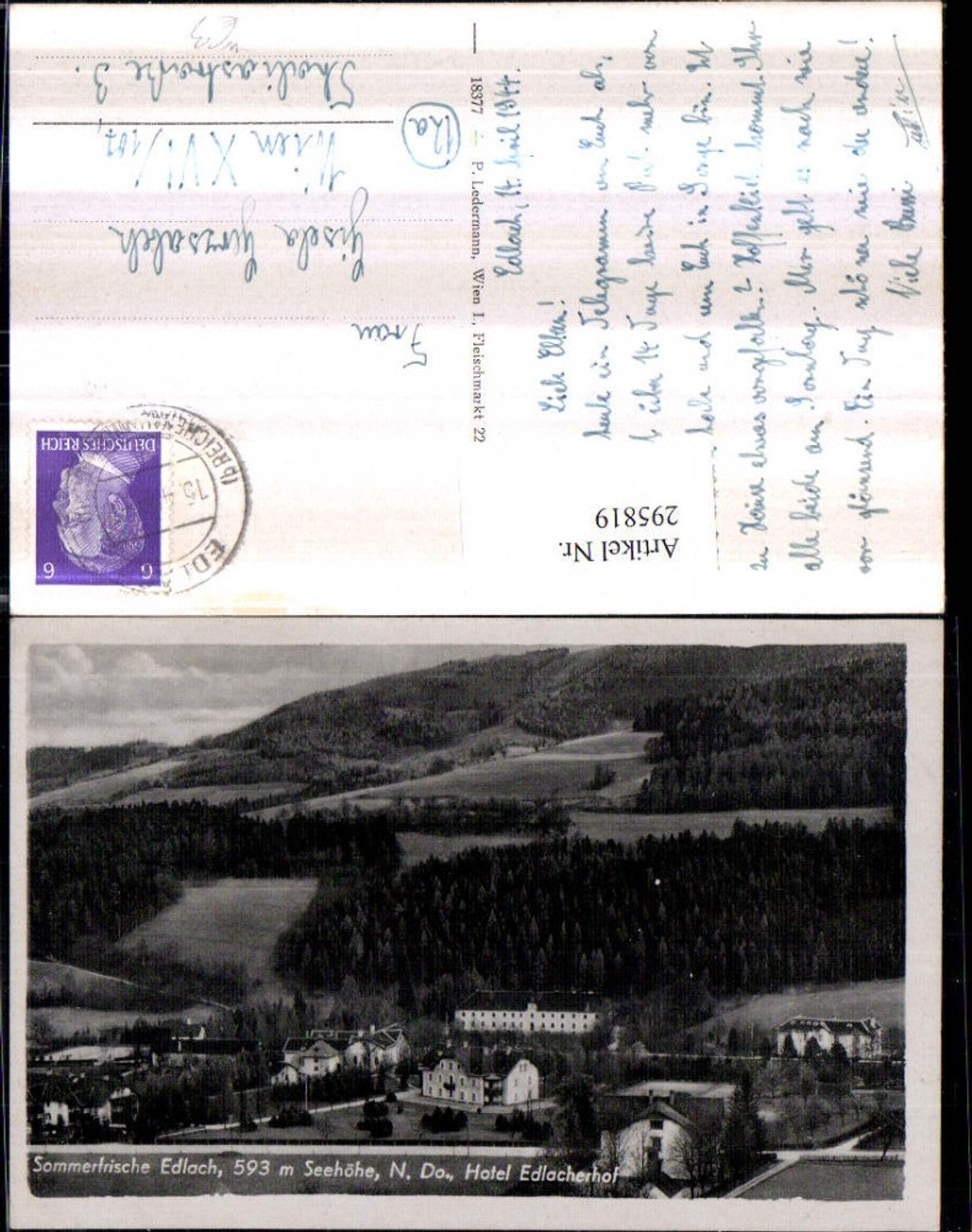 295819,Edlach an d. Rax Teilansicht m. Hotel Edlacherhof