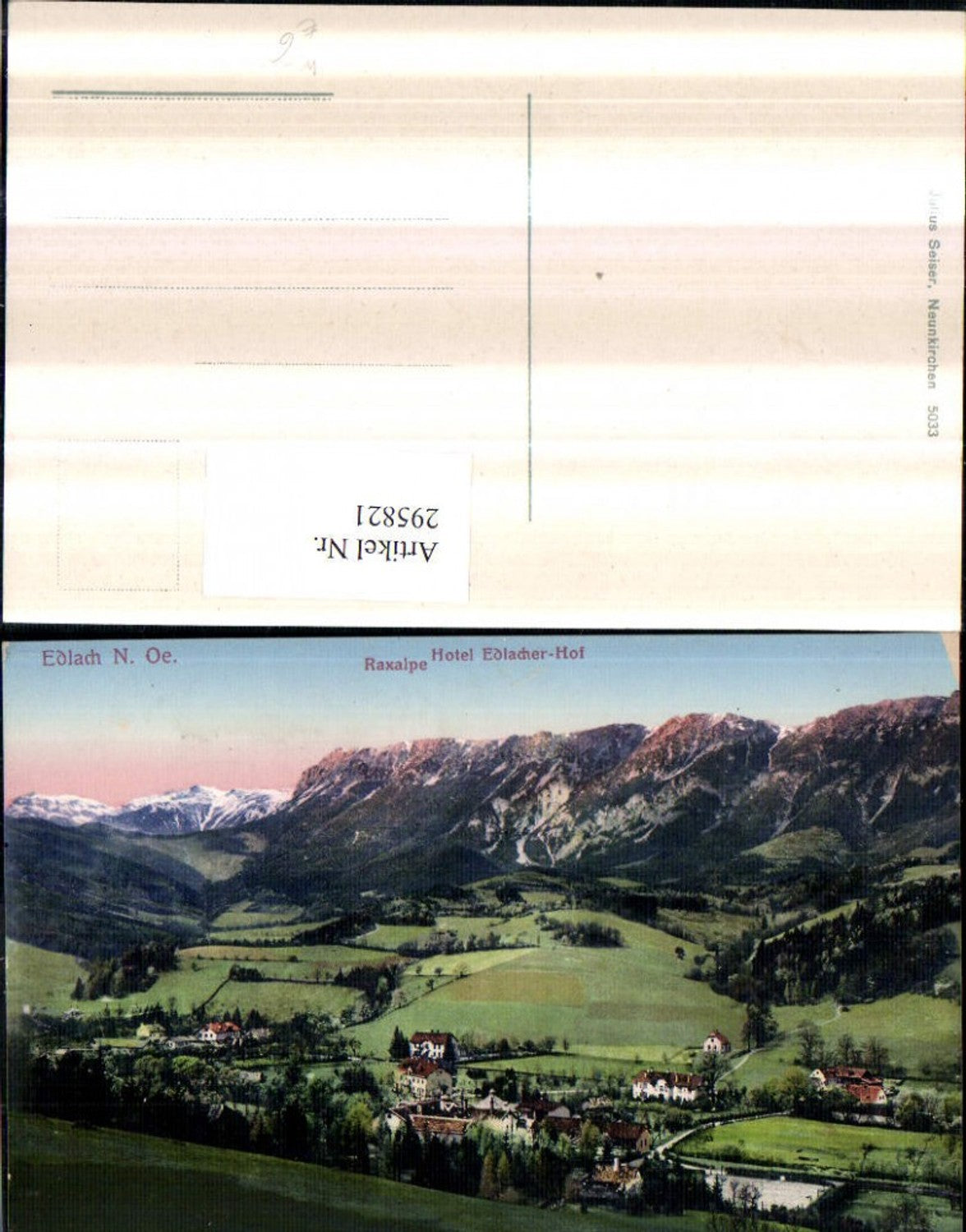 295821,Edlach an d. Rax Totale m. Hotel Edlacher-Hof u. Raxalpe Bergkulisse