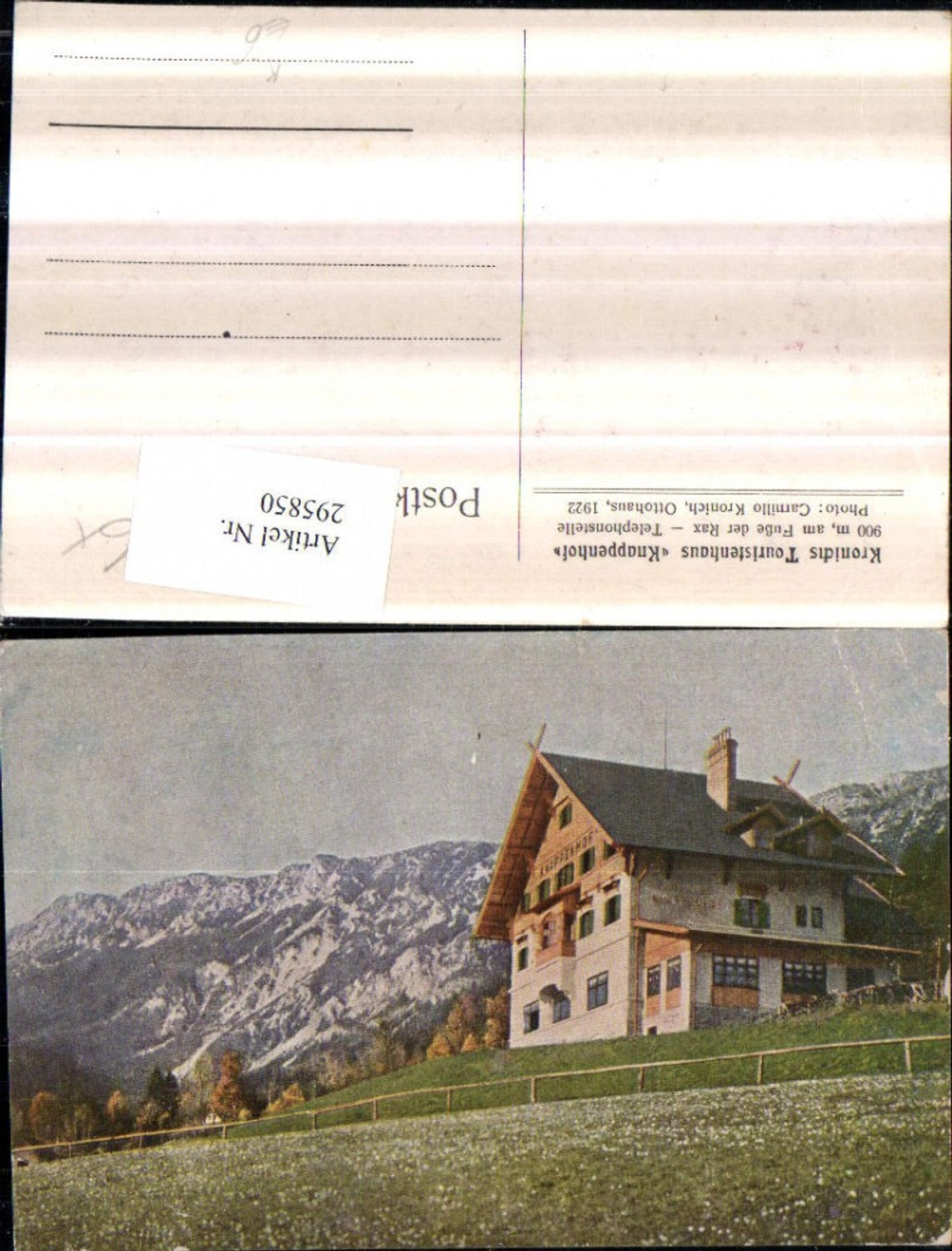 295850,Touristenhaus Knappenhof b. Edlach an d. Rax Bergkulisse