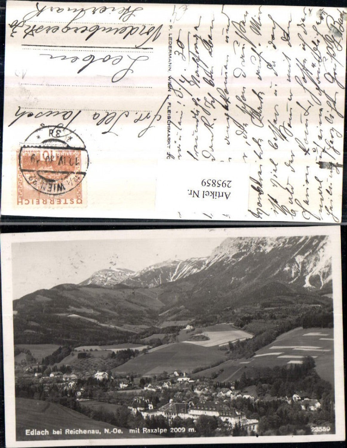 295859,Edlach b. Reichenau Totale m. Raxalpe Bergkulisse