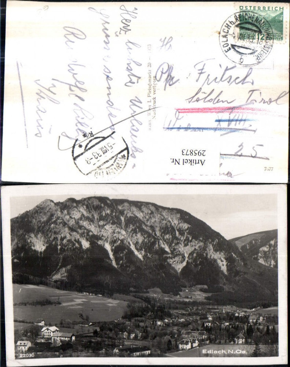 295873,Edlach an d. Rax Totale Bergkulisse