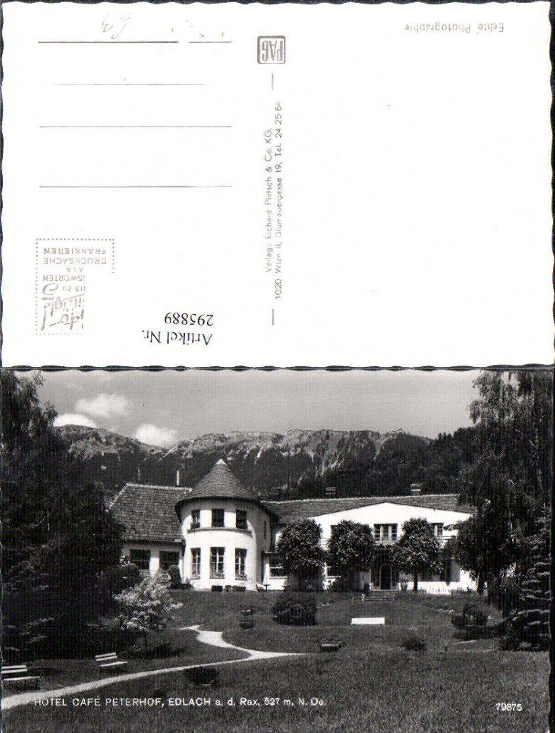 295889,Edlach an d. Rax Hotel Cafe Peterhof Bergkulisse