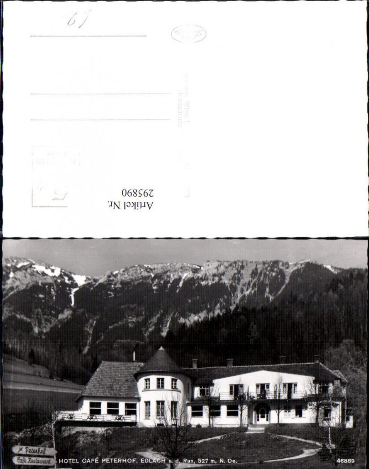 295890,Edlach an d. Rax Hotel Cafe Peterhof Bergkulisse