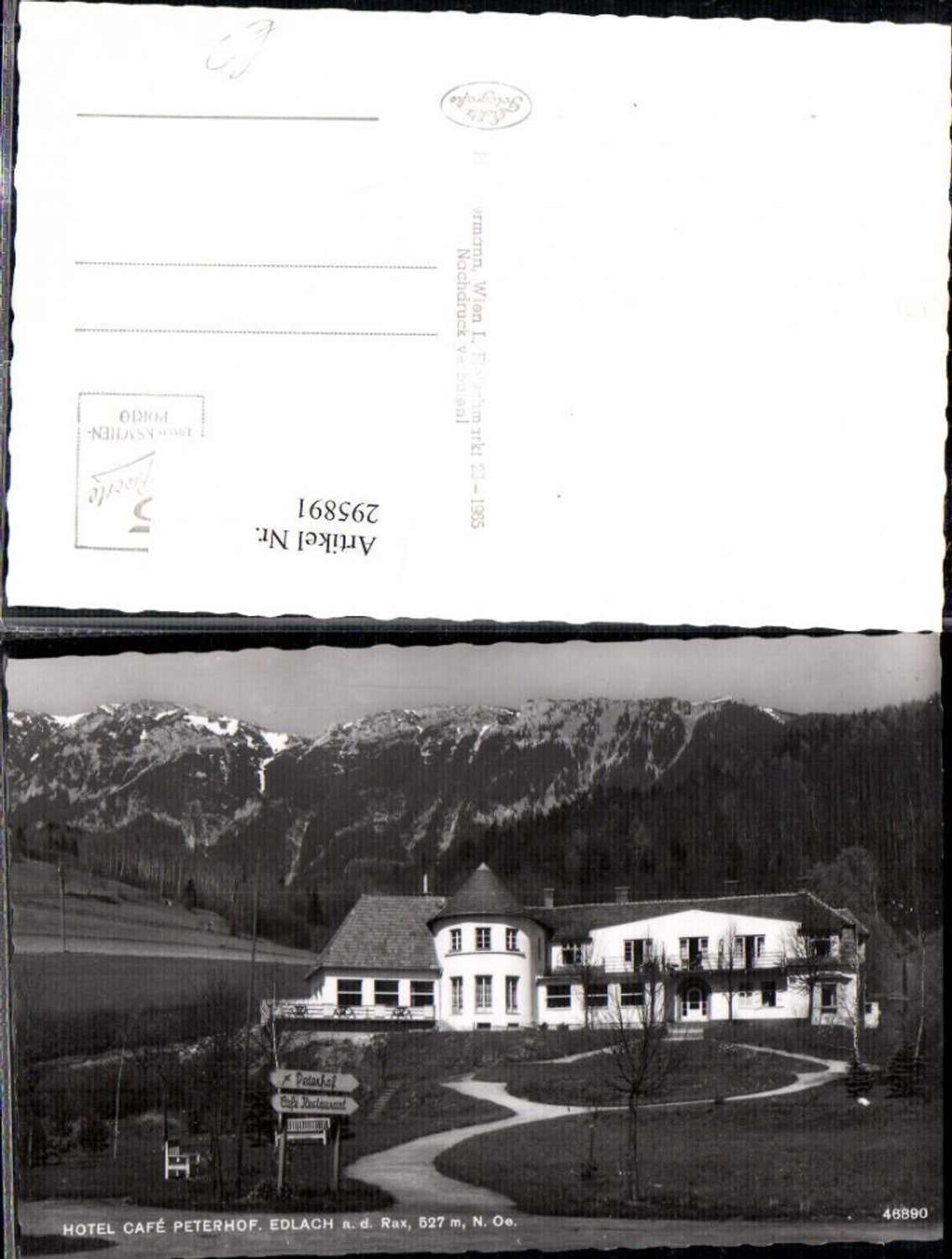 295891,Edlach an d. Rax Hotel Cafe Peterhof Bergkulisse