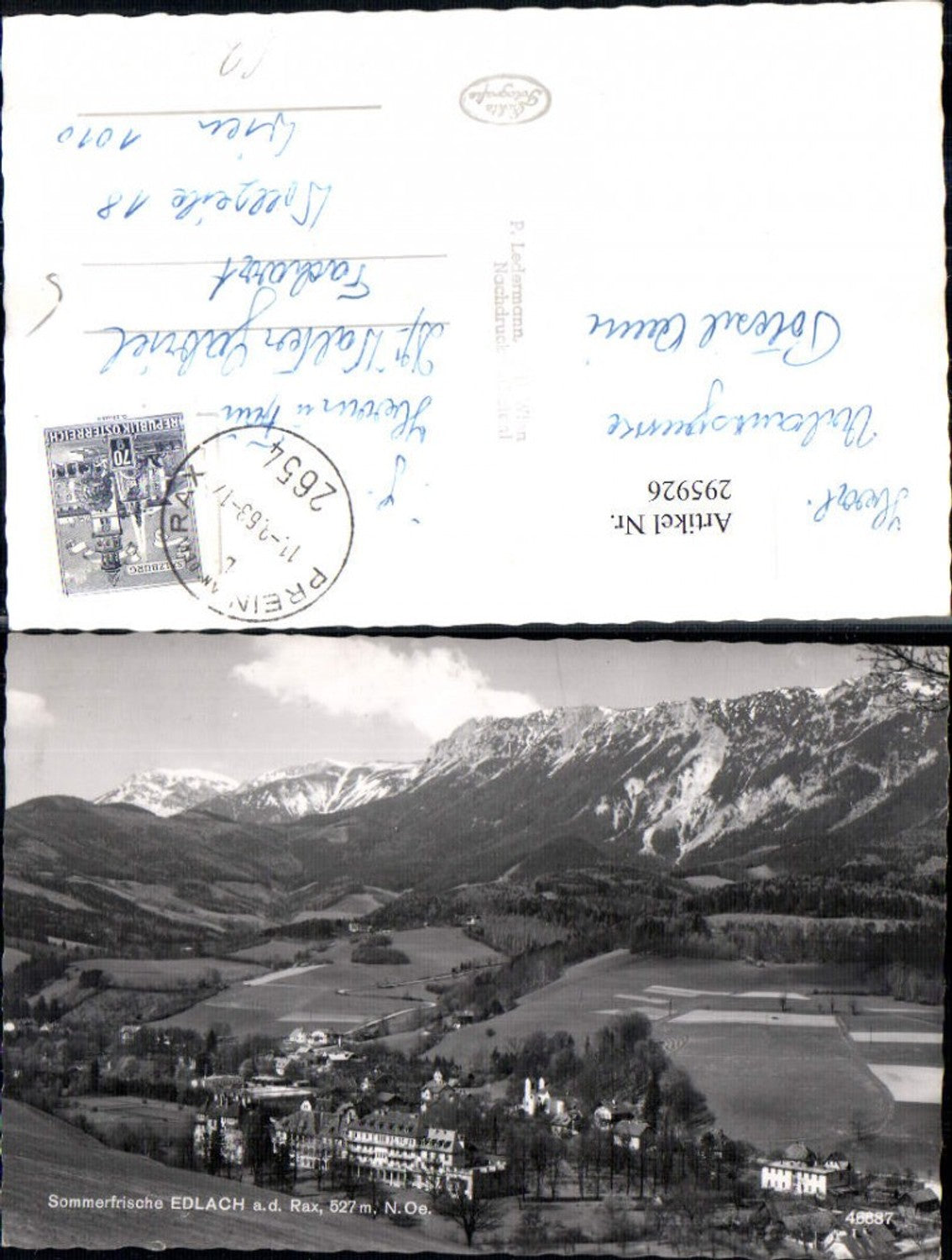 295926,Edlach an d. Rax Totale Bergkulisse