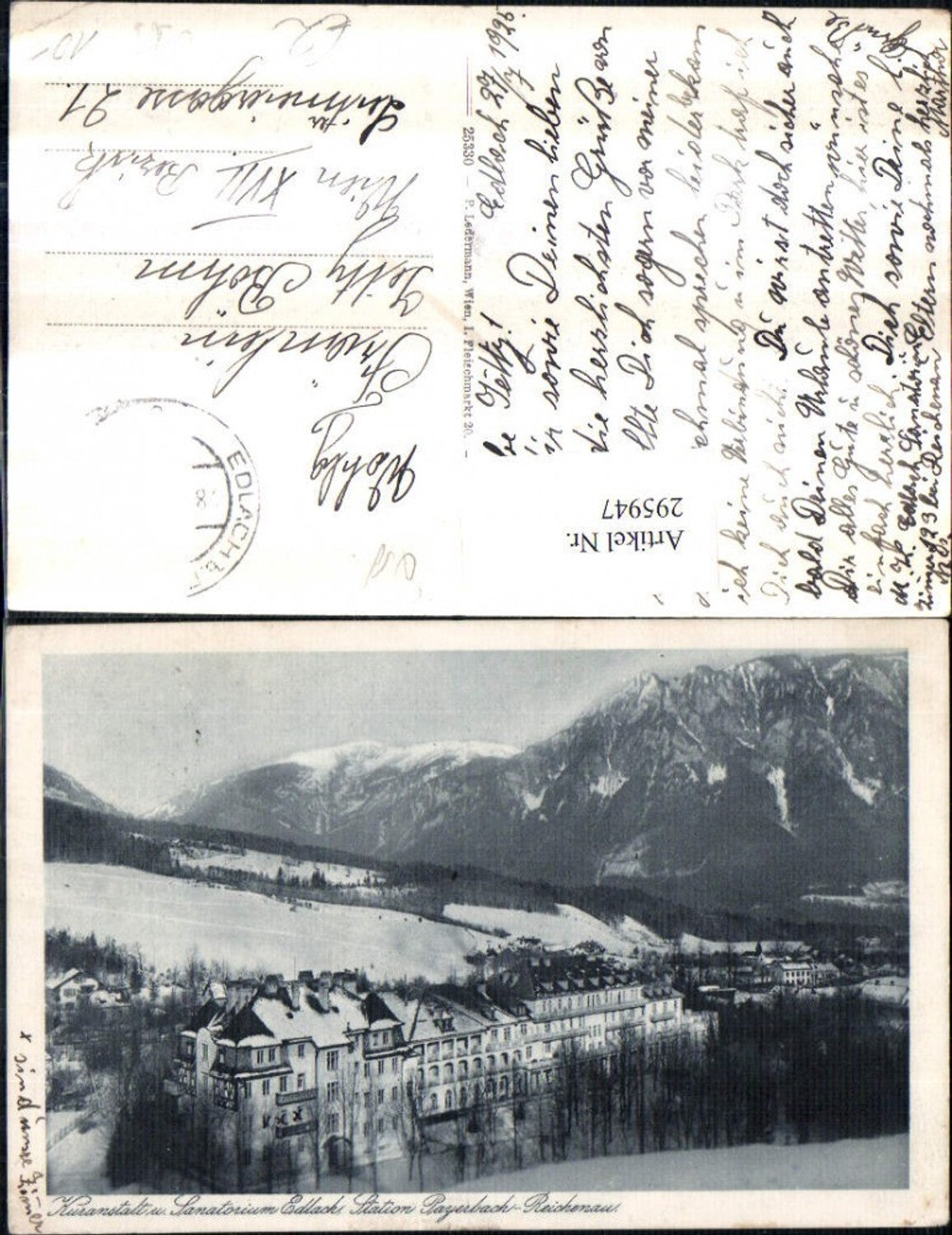295947,Edlach Kuranstalt u. Sanatorium Bergkulisse Winterbild