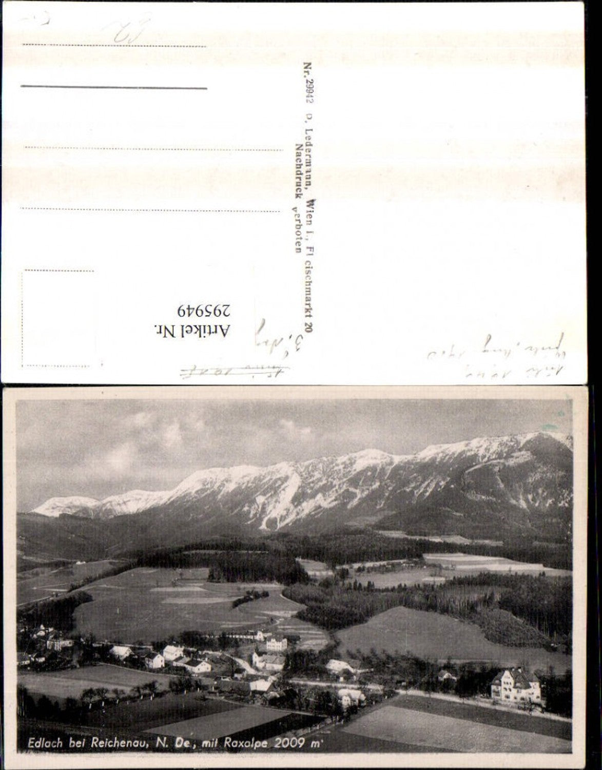 295949,Edlach b. Reichenau Totale m. Raxalpe Bergkulisse