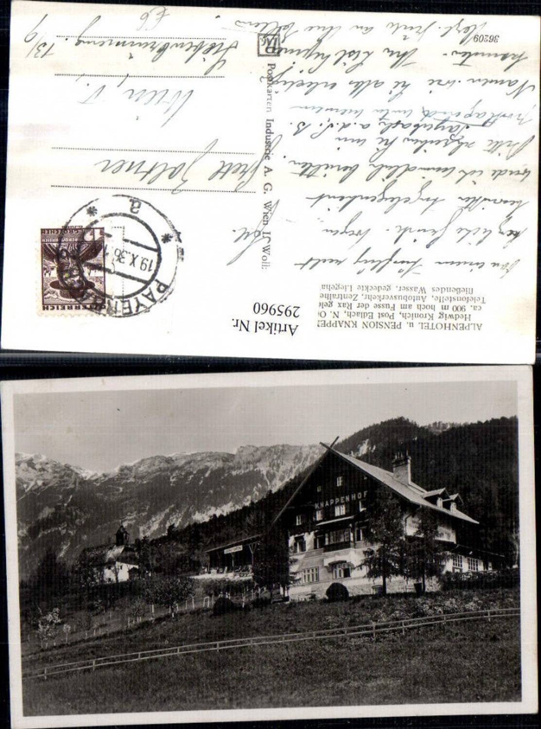 295960,Alpenhotel u. Pension Knappenhof b. Edlach an d. Rax Bergkulisse