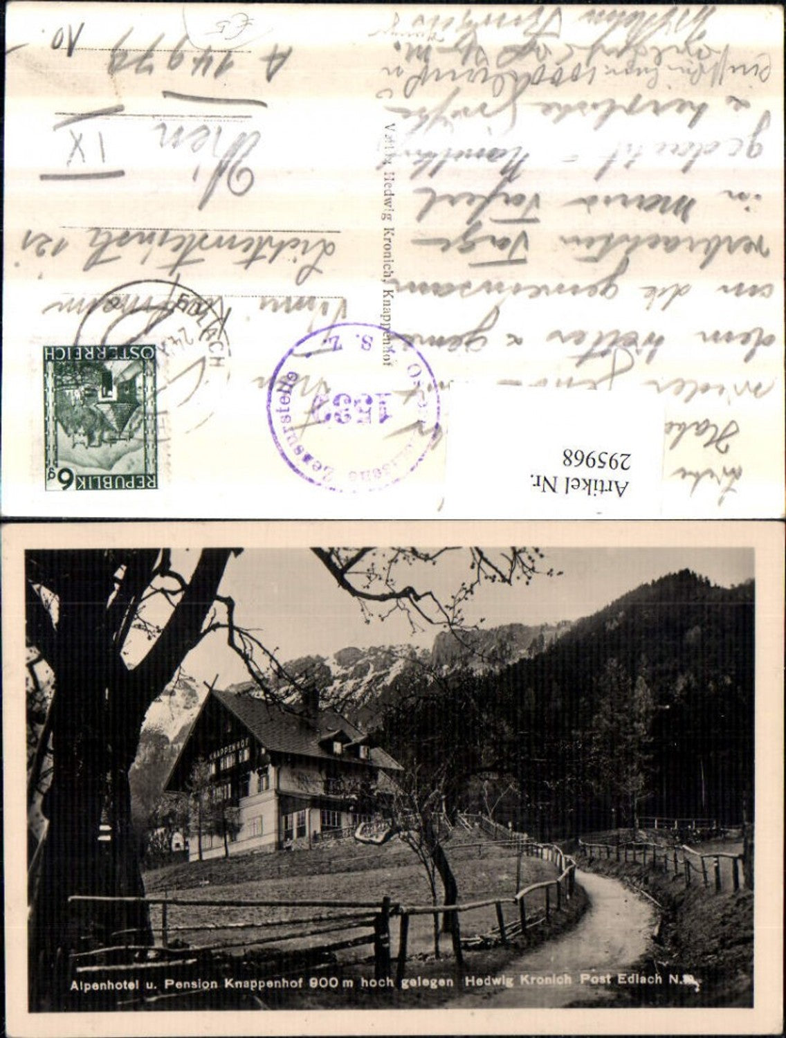 295968,Alpenhotel u. Pension Knappenhof b. Edlach an d. Rax