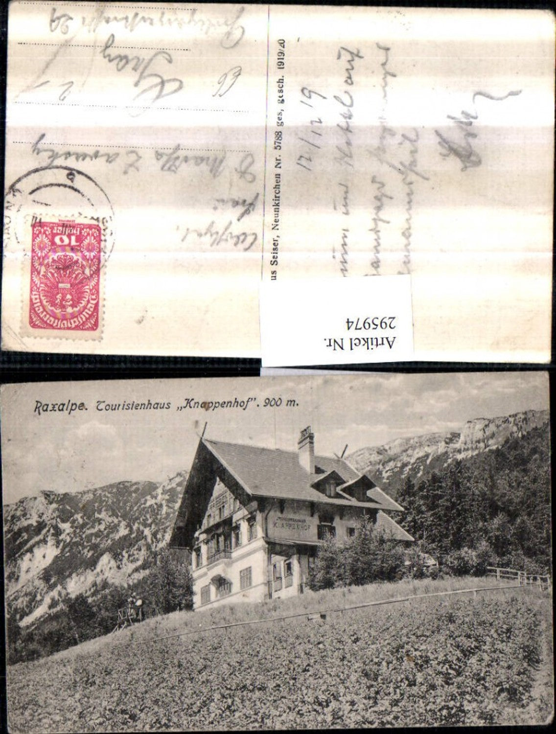 295974,Raxalpe Touristenhaus Knappenhof b. Edlach Bergkulisse