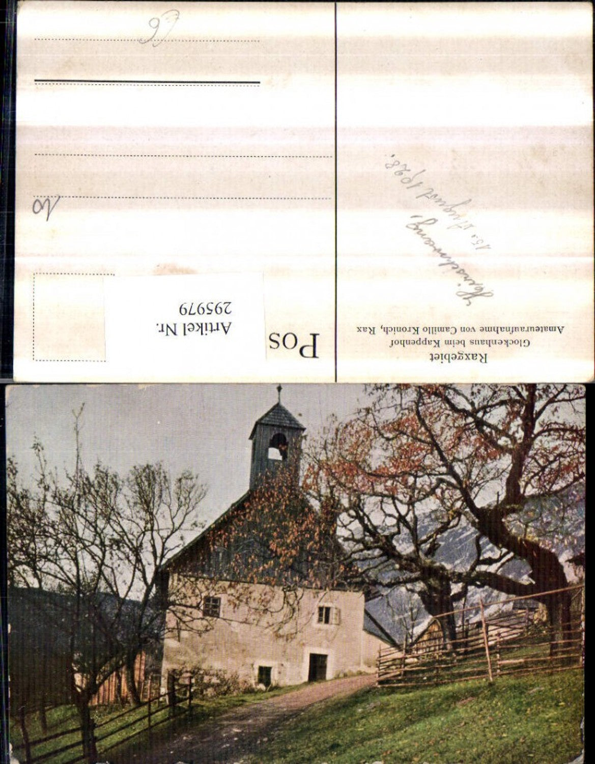 295979,Glockenhaus Kapelle beim Knappenhof b. Edlach an d. Rax