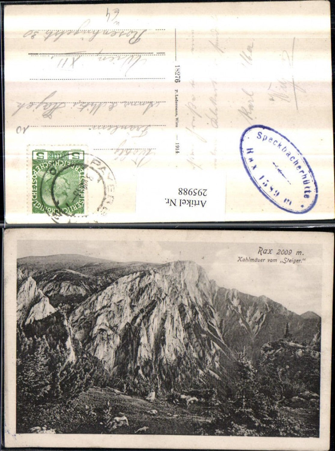 295988,Rax Kahlmäuer vom Steiger Bergkulisse b. Naßwald Schwarzau