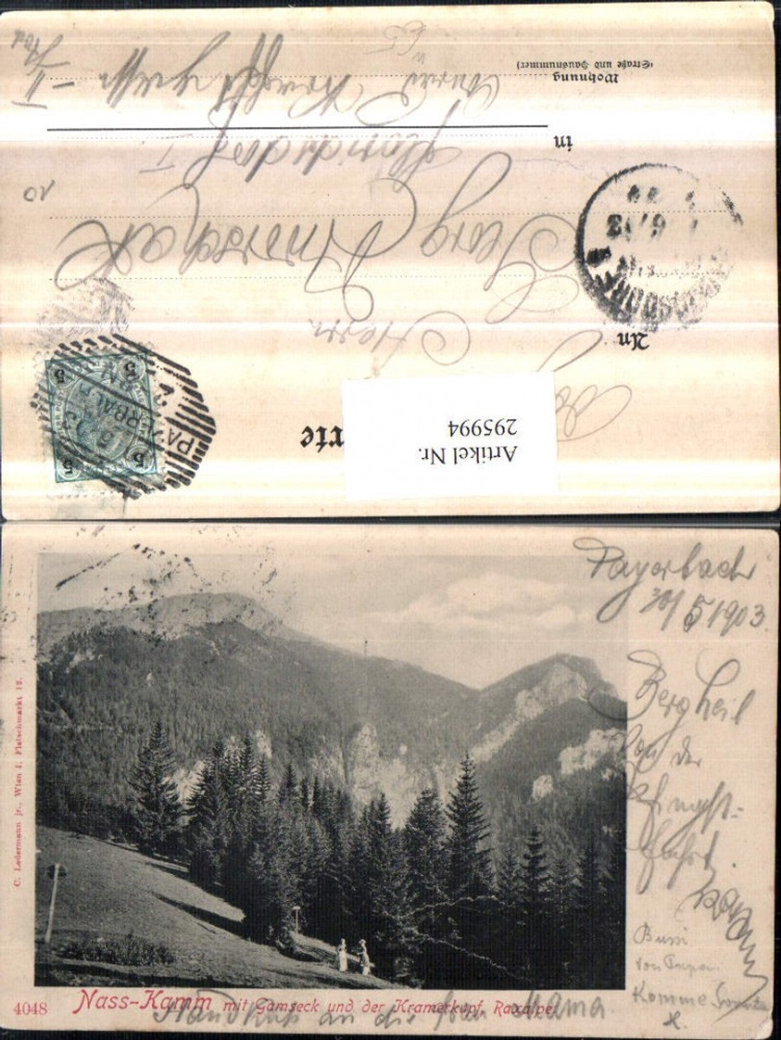 295994,Raxalpe Nass-Kamm m. Gamseck u. Kramerkupf Bergkulisse b. Schwarzau