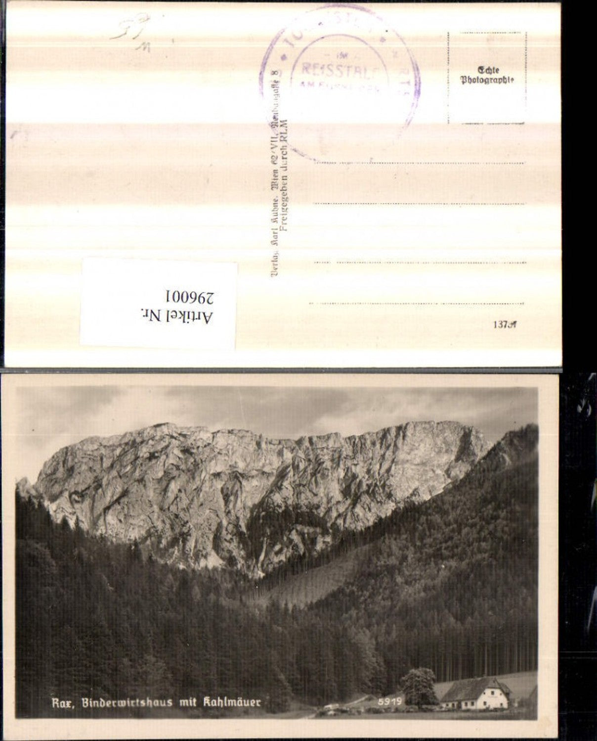296001,Rax Binder-Wirtshaus m. Kahlmäuer Bergkulisse b. Schwarzau