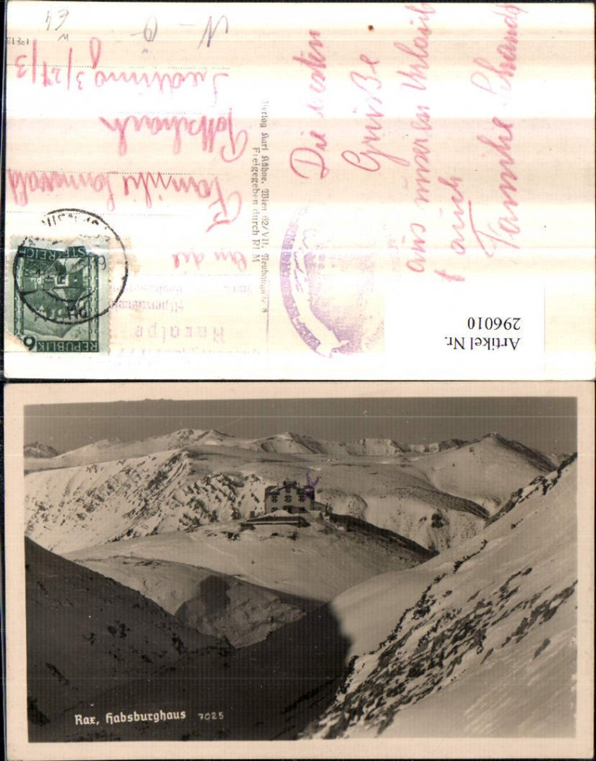 296010,Rax Habsburghaus Berghütte Bergkulisse b. Naßwald Winterbild