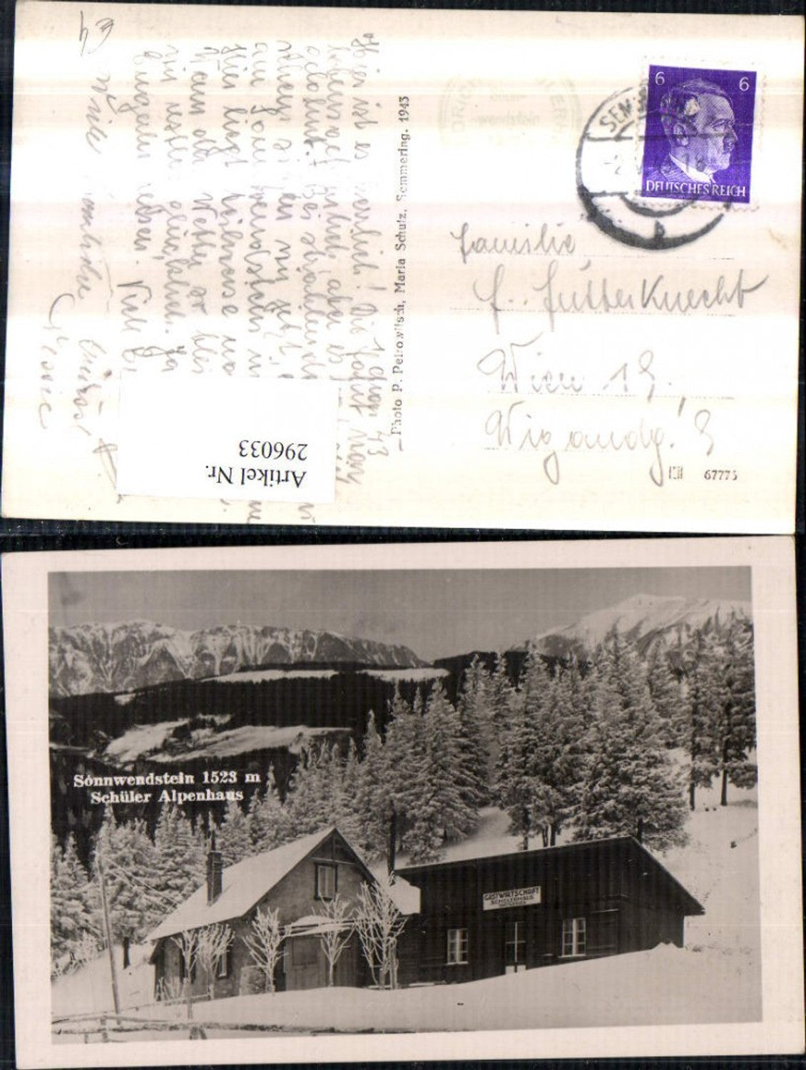 296033,Sonnwendstein Gastwirtschaft Schüler-Alpenhaus Bergkulisse Winterbild b. Semmering