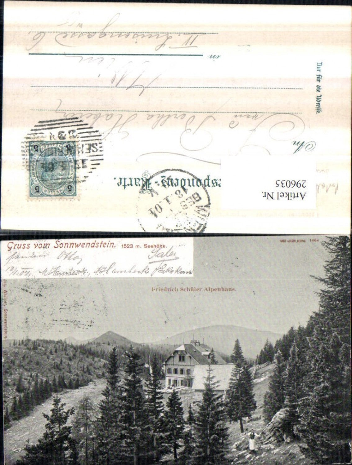 296035,Gruß vom Sonnwendstein b. Semmering Friedrich Schüler-Alpenhaus