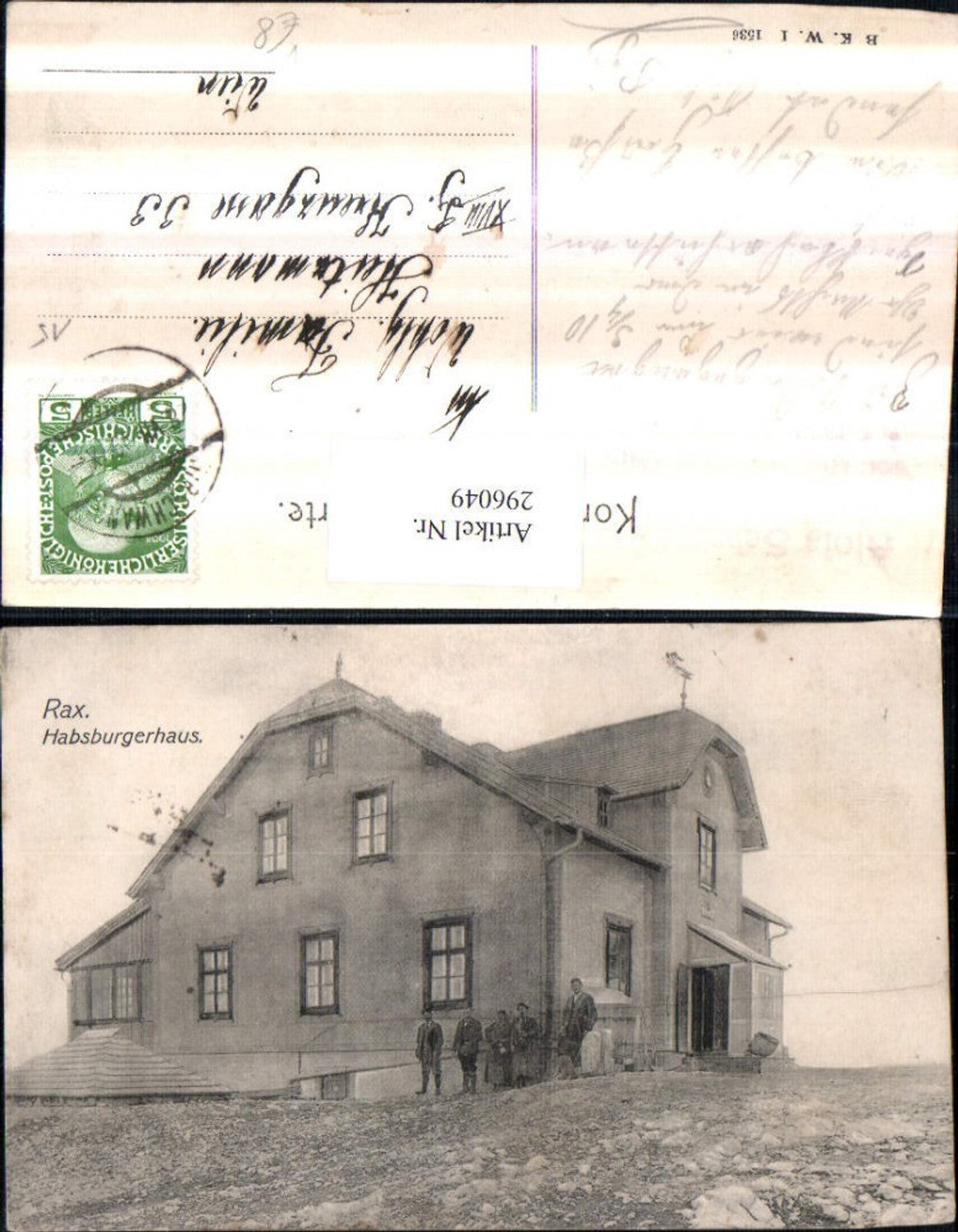 296049,Rax Habsburghaus Berghütte b. Schwarzau pub Brüder Kohn B.K.W.I. 1536