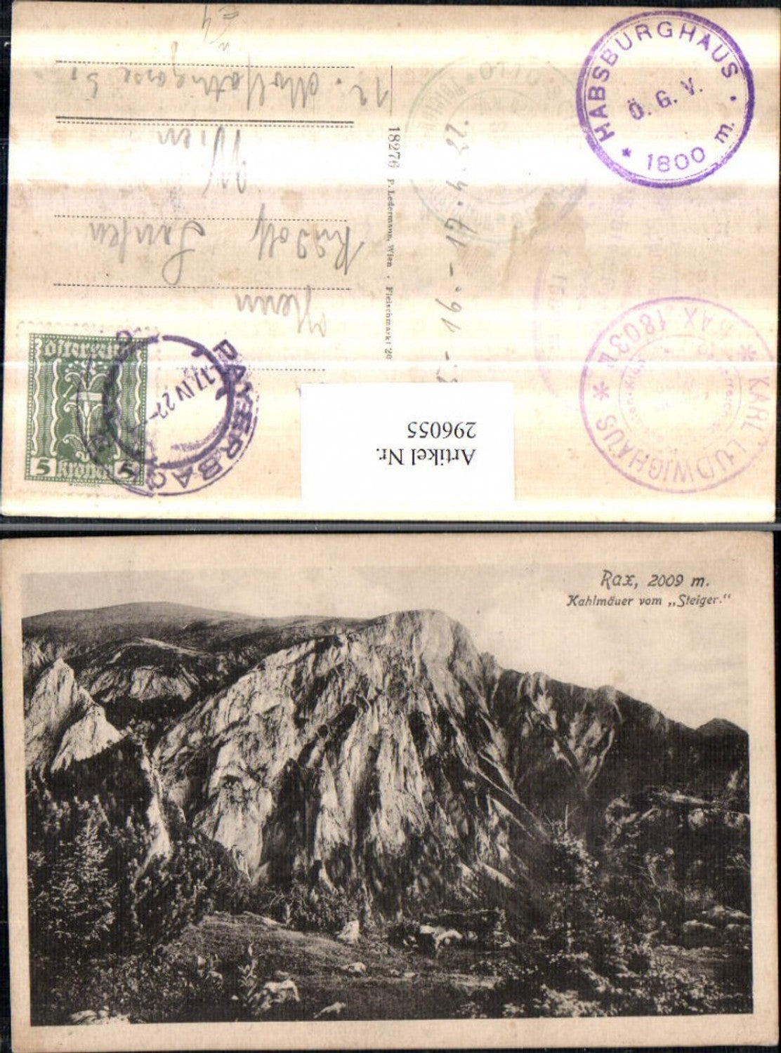 296055,Rax Kahlmäuer vom Steiger Bergkulisse b. Naßwald Schwarzau