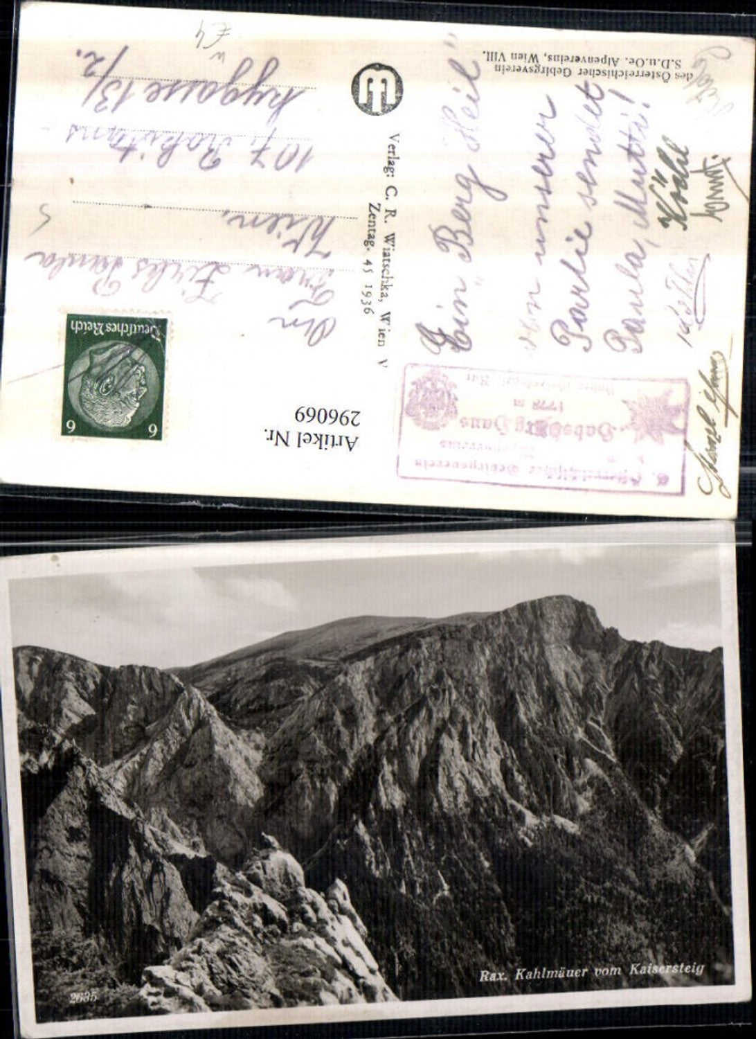 296069,Rax Kahlmäuer vom Kaisersteig Bergkulisse b. Naßwald Schwarzau