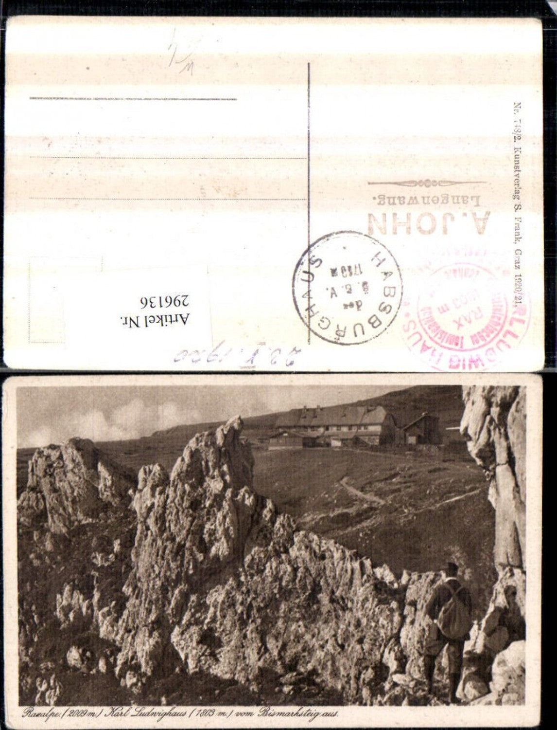 296136,Raxalpe Karl Ludwig-Haus vom Bismarksteig Berghütte b. Reichenau