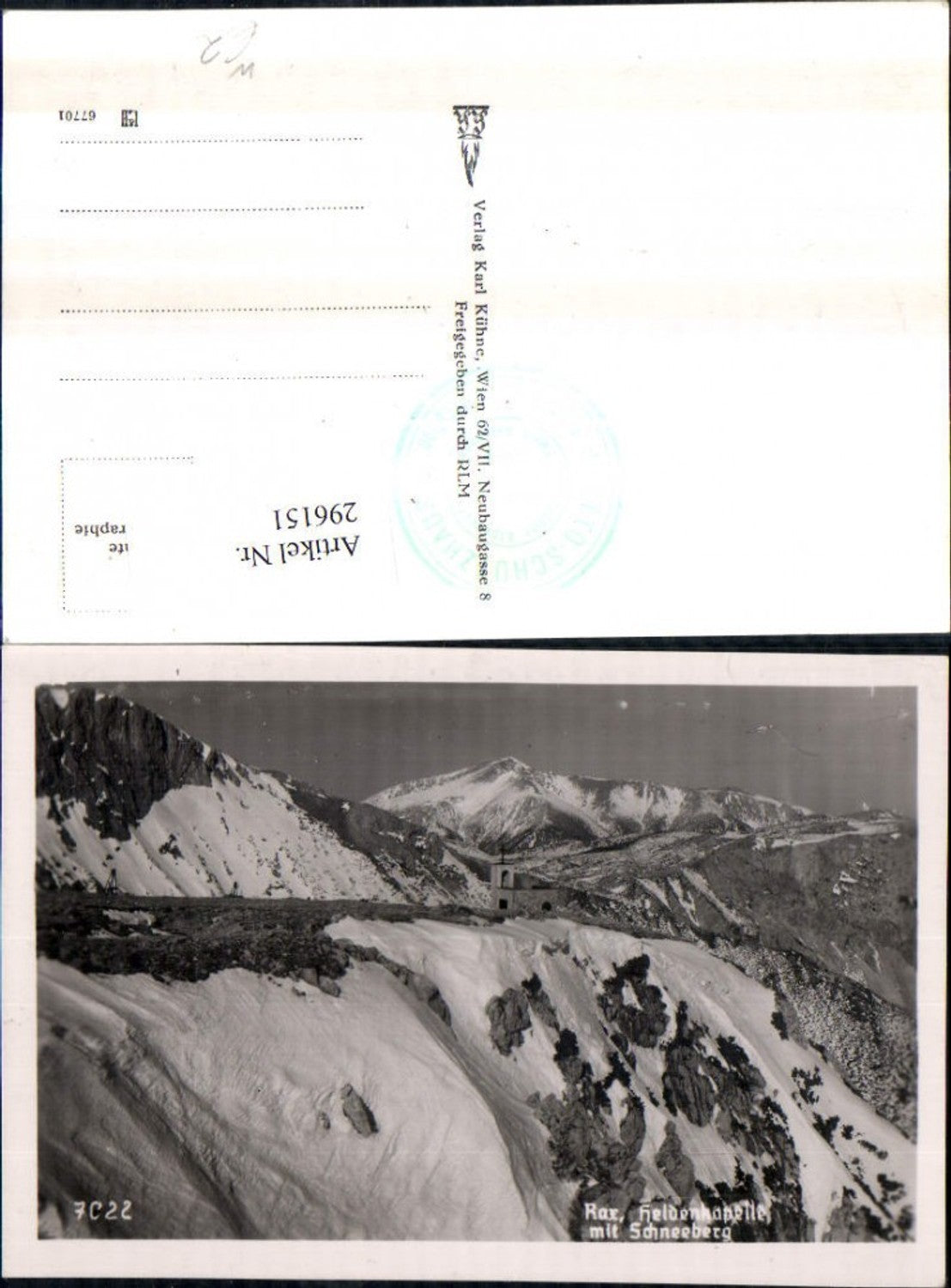 296151,Rax Heldenkapelle m. Schneeberg Bergkulisse b. Reichenau Prein Puchberg