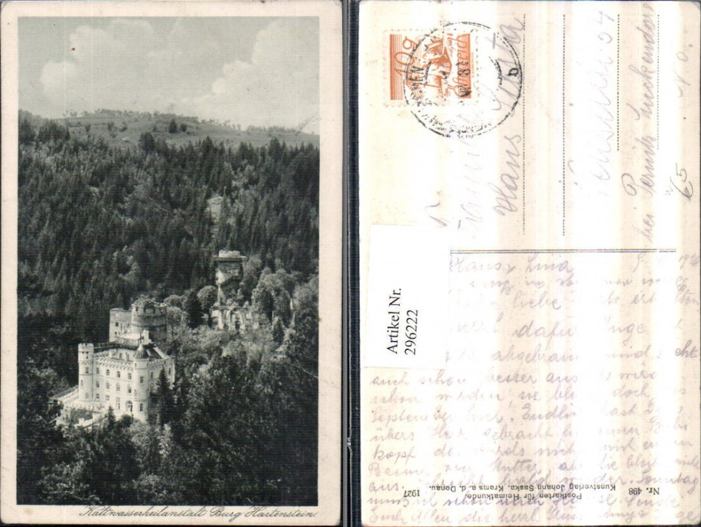 296222,Kaltwasserheilanstalt Burg Hartenstein b. Weinzierl am Walde