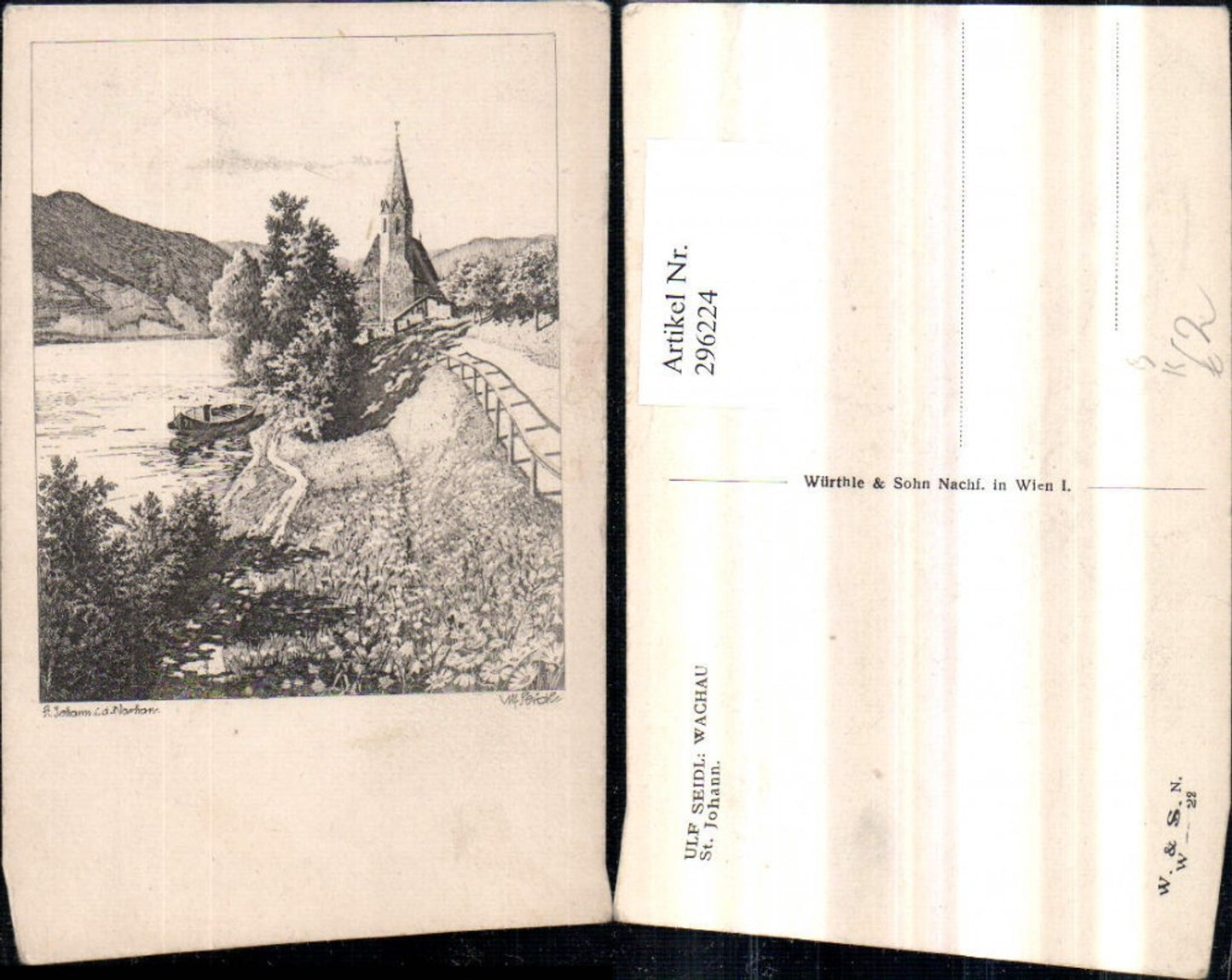 296224,Künstler AK Ulf Seidl St. Johann in d. Wachau Kirche Motiv