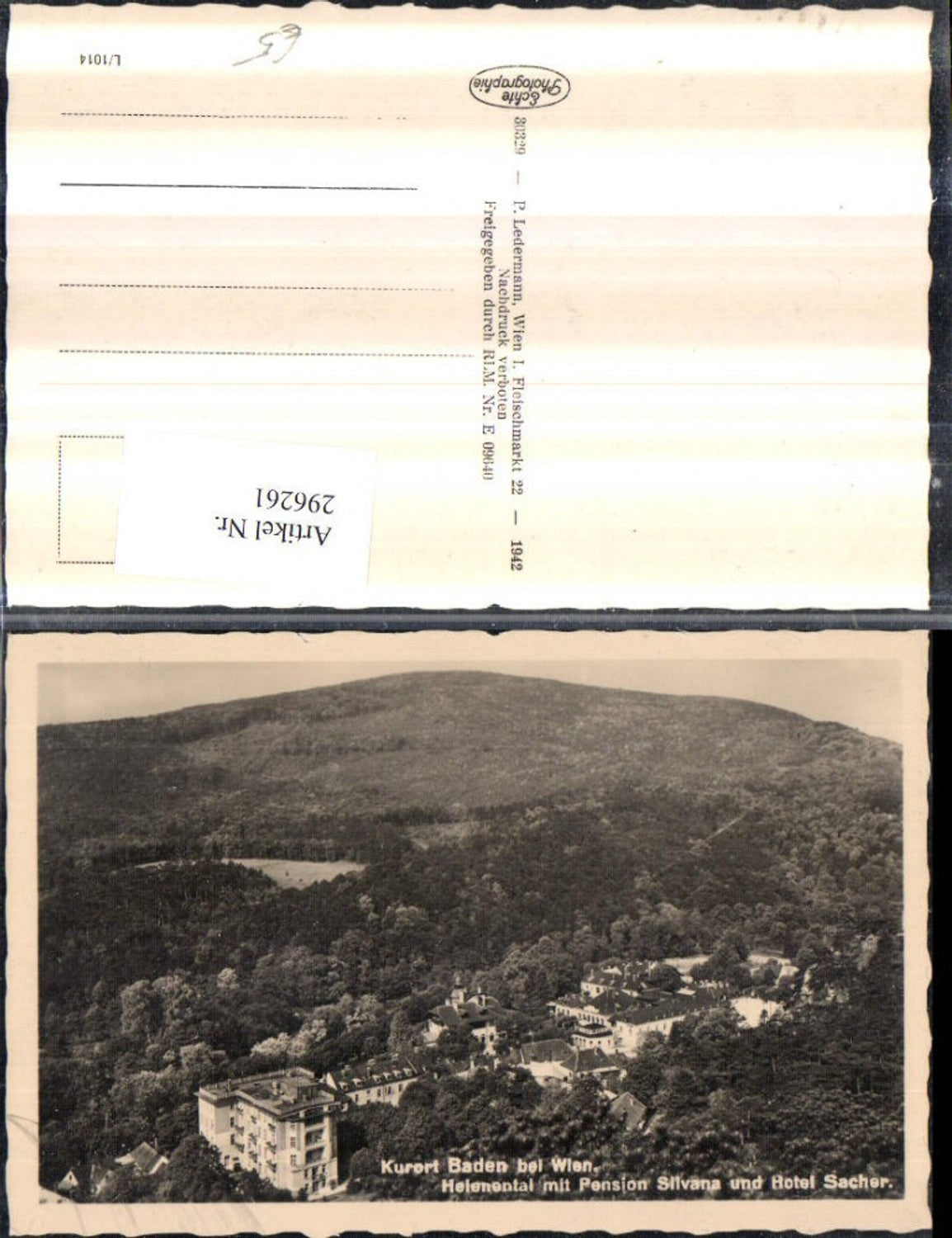 296261,Baden b. Wien Helenental m. Pension Silvana u. Hotel Sacher