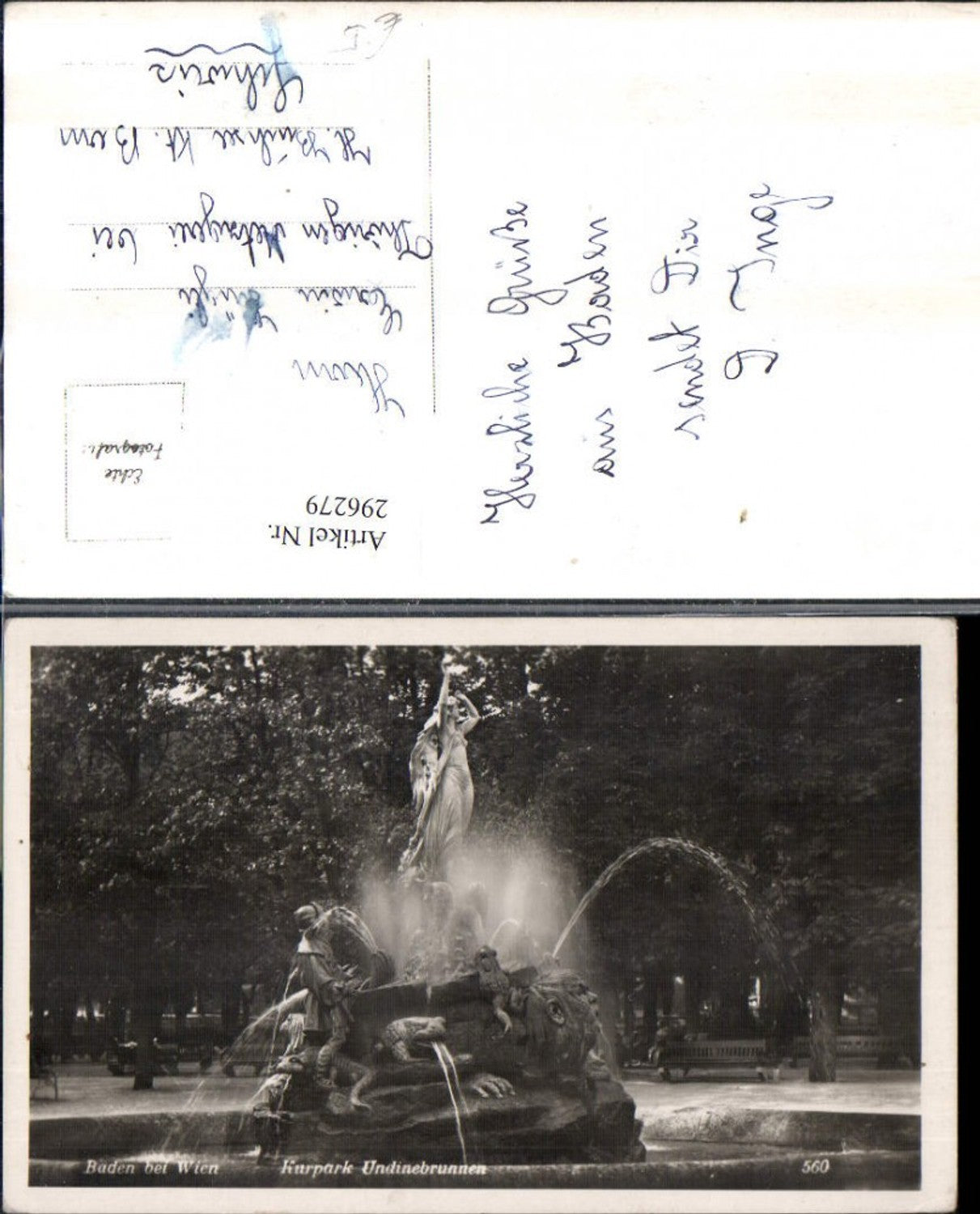 296279,Baden b. Wien Kurpark Undinebrunnen Brunnen