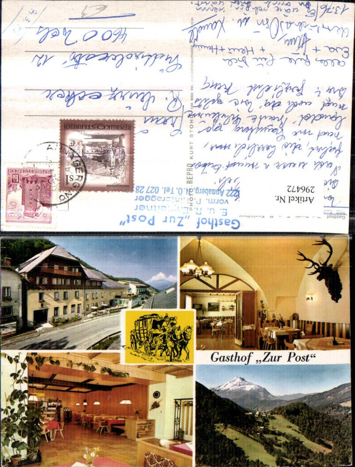 296472,Annaberg Totale Bergkulisse Gasthof zur Post Innenansichten Mehrbildkarte