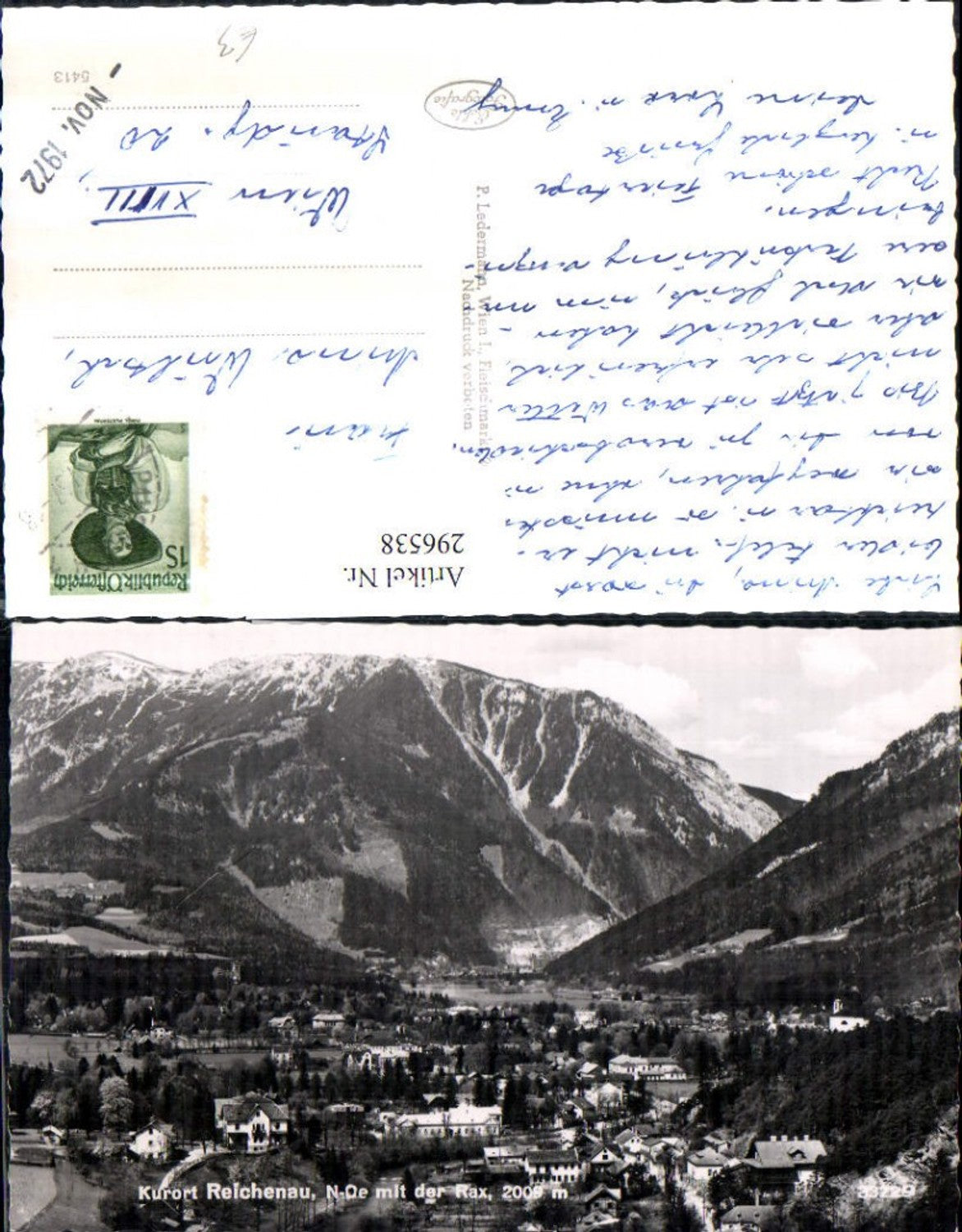 296538,Reichenau Totale m. Rax Bergkulisse