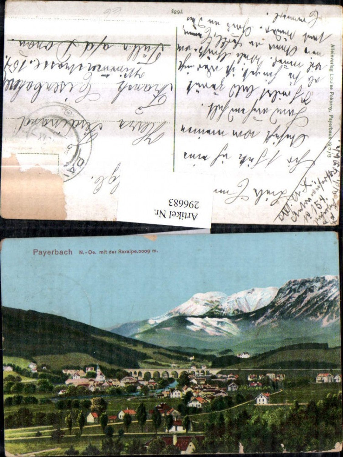 296683,Payerbach Totale m. Viadukt geg. Raxalpe Bergkulisse
