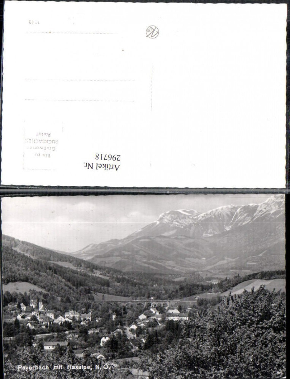 296718,Payerbach Totale m. Viadukt geg. Raxalpe Bergkulisse