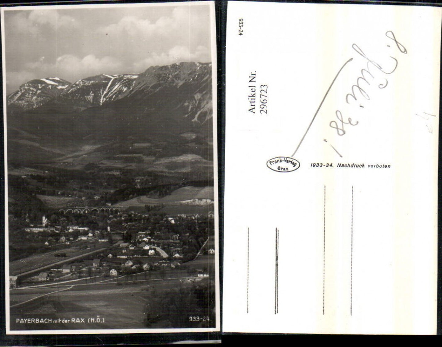 296723,Payerbach Totale m. Rax Bergkulisse